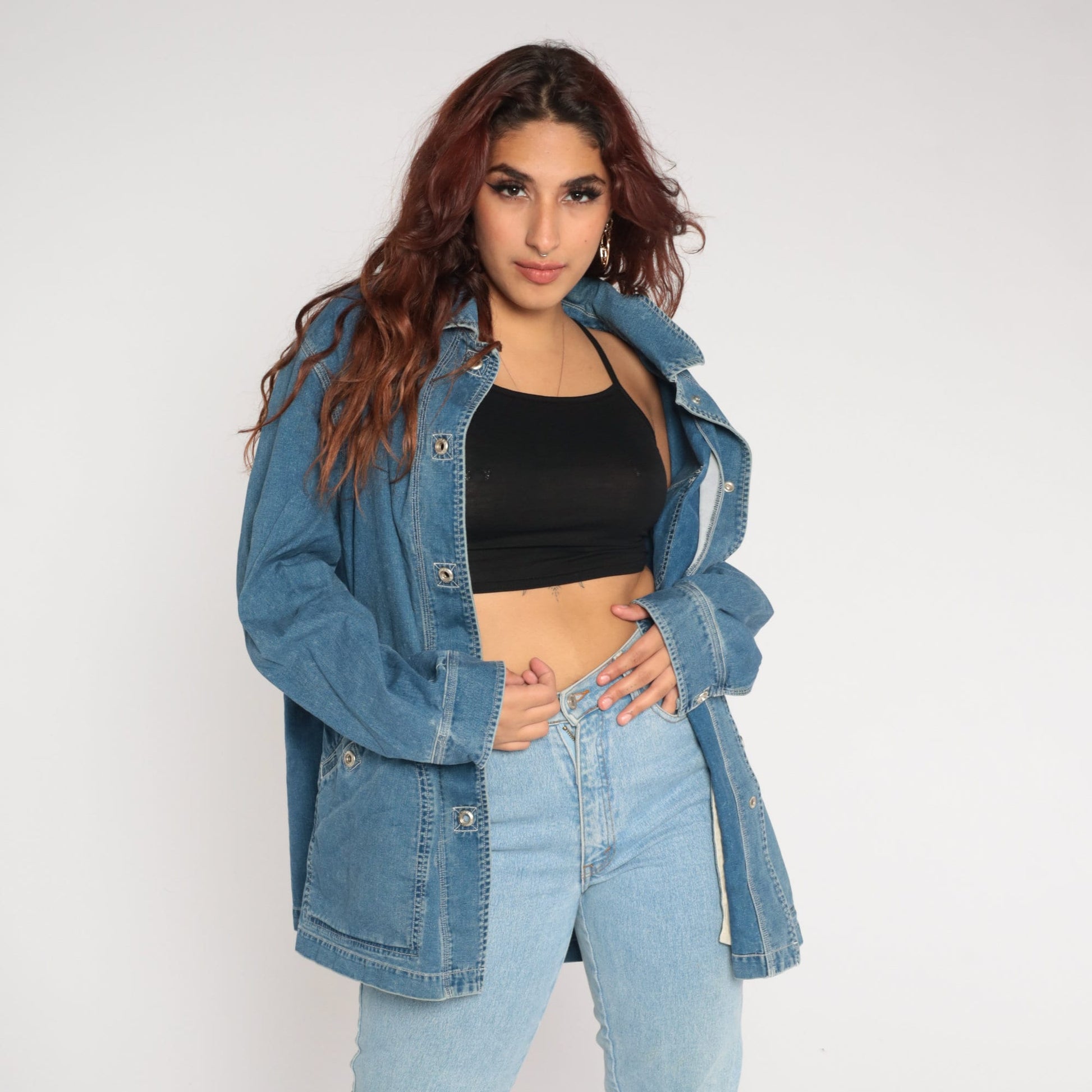 00s Lauren Jeans Co. Blue Denim Snap Jacket Plus Size XXL