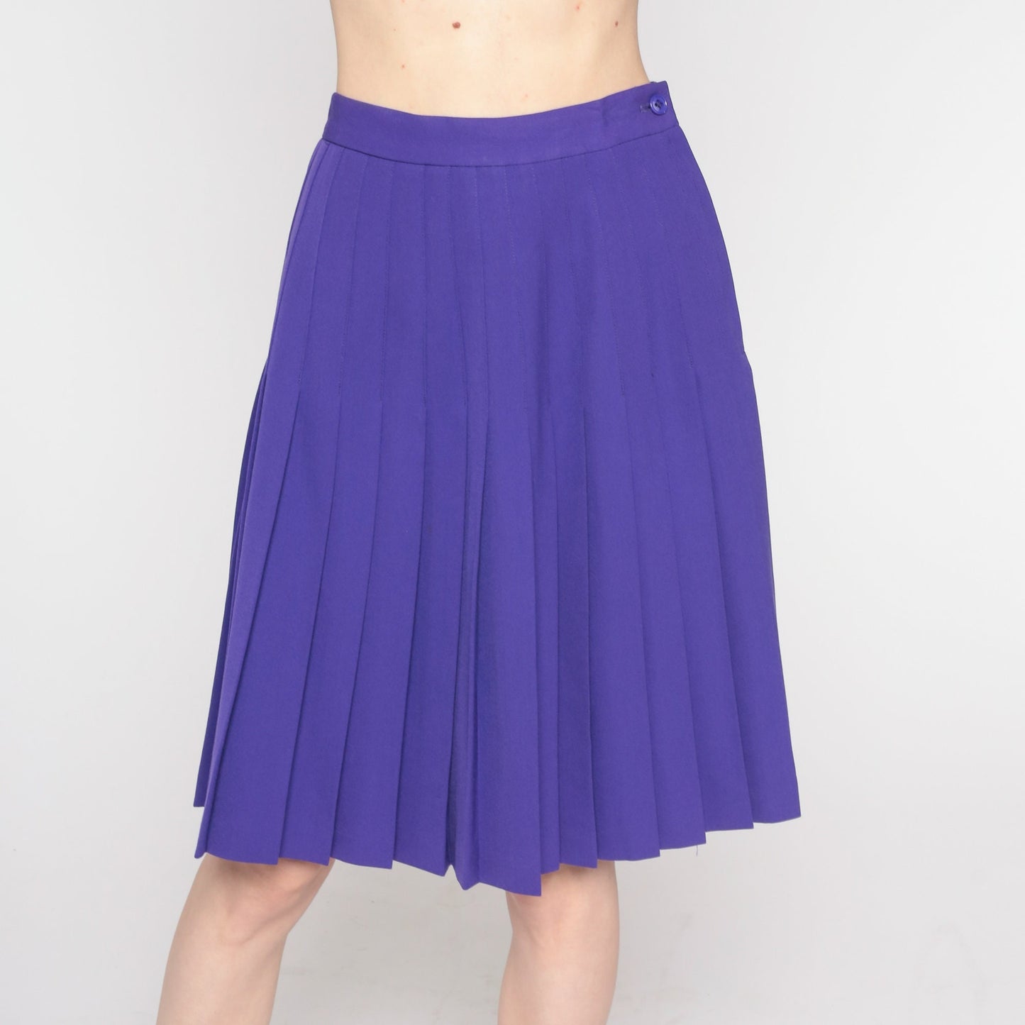 80s Purple Pleated Midi Skirt High Waist Extra Small