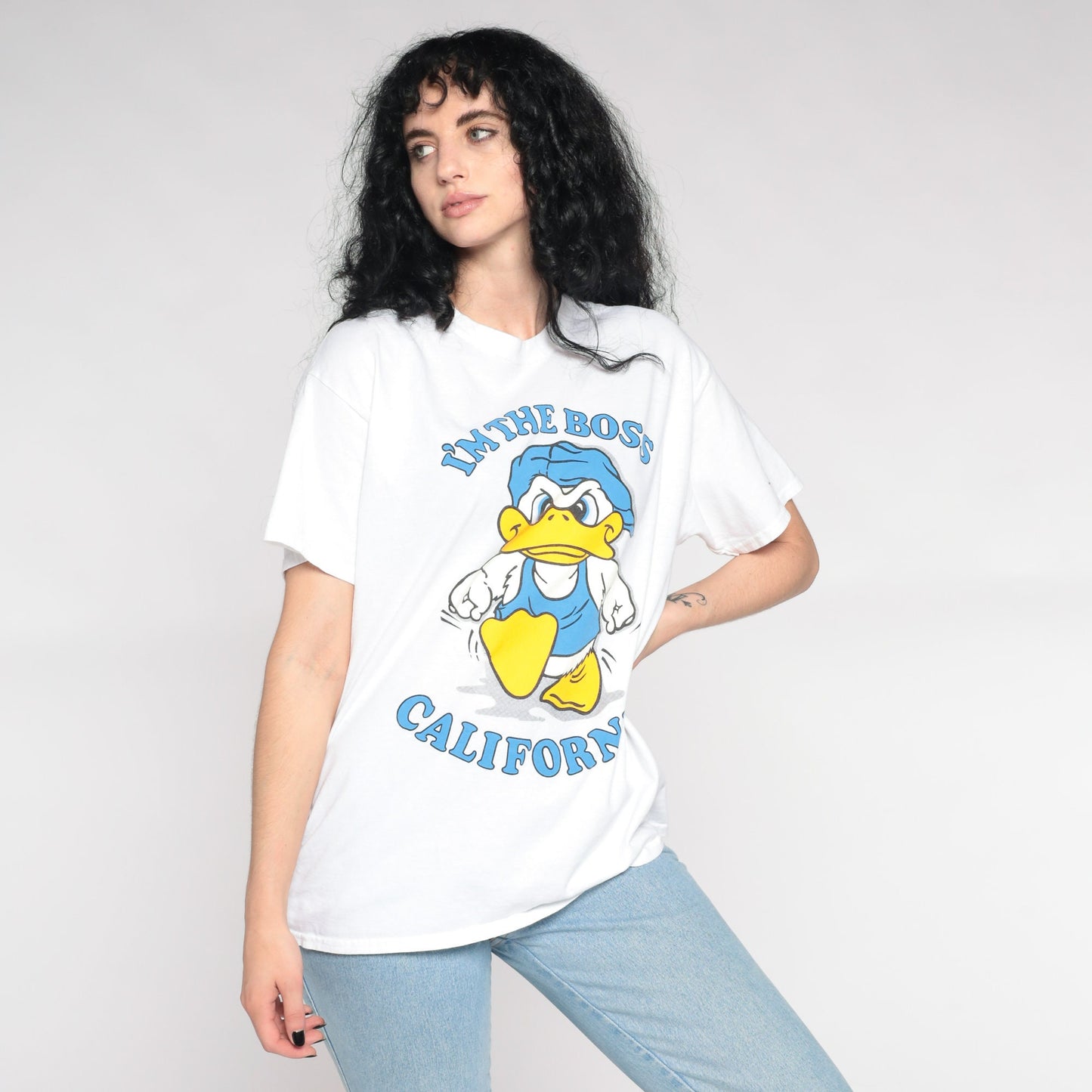 00s California Duck Graphic T-Shirt I'm The Boss White Medium