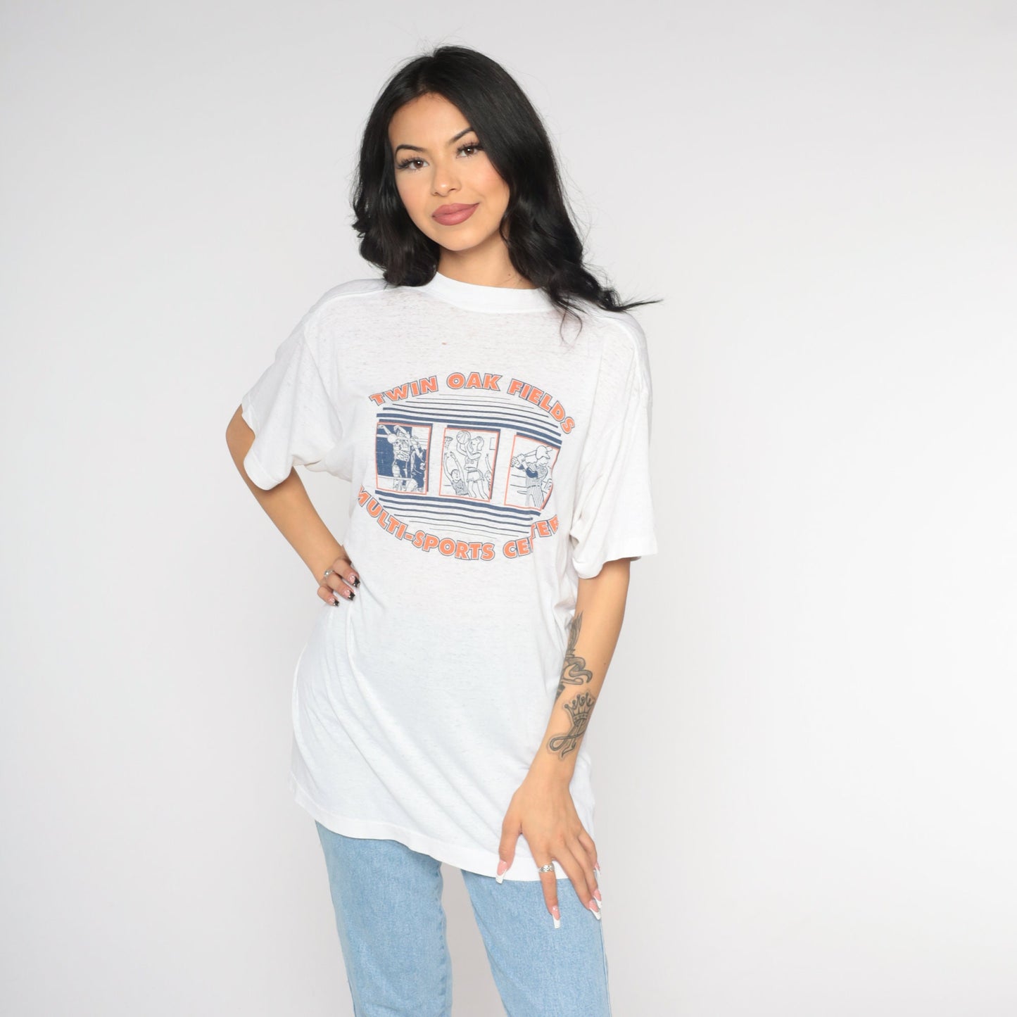 90s Twin Oak Fields Sports Tournament Champions Graphic Tee White Large