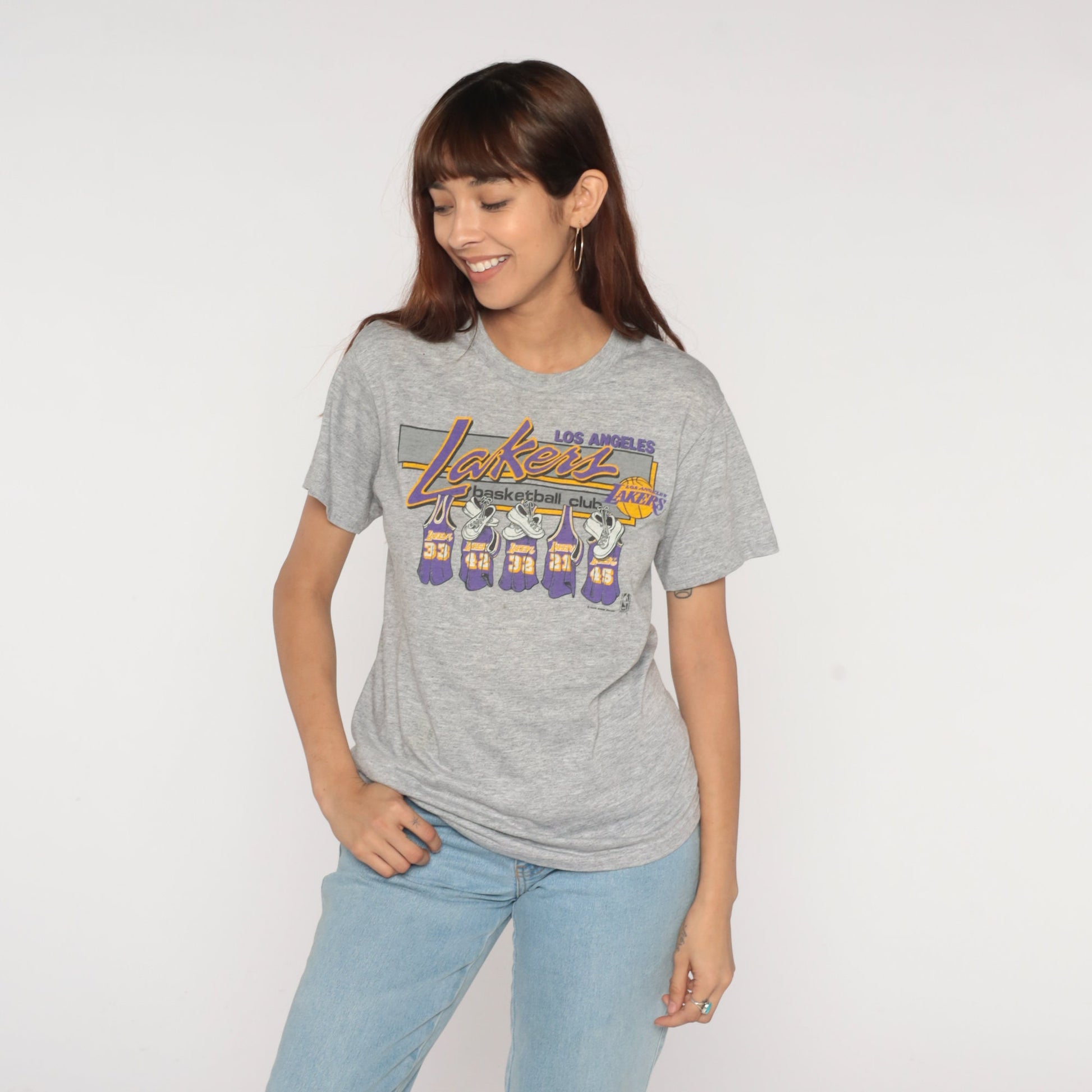 80s LA Lakers Basketball Club Graphic Tee NBA Small