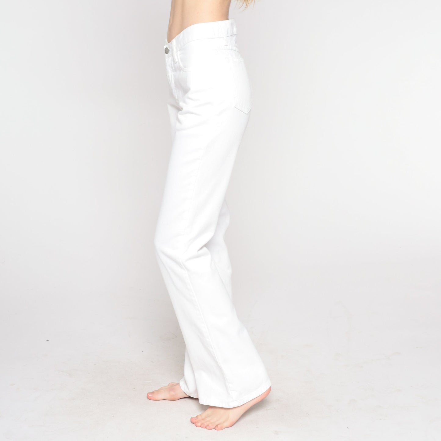 90s White Flared Jeans Low Rise Bell Bottom Denim Extra Small XS
