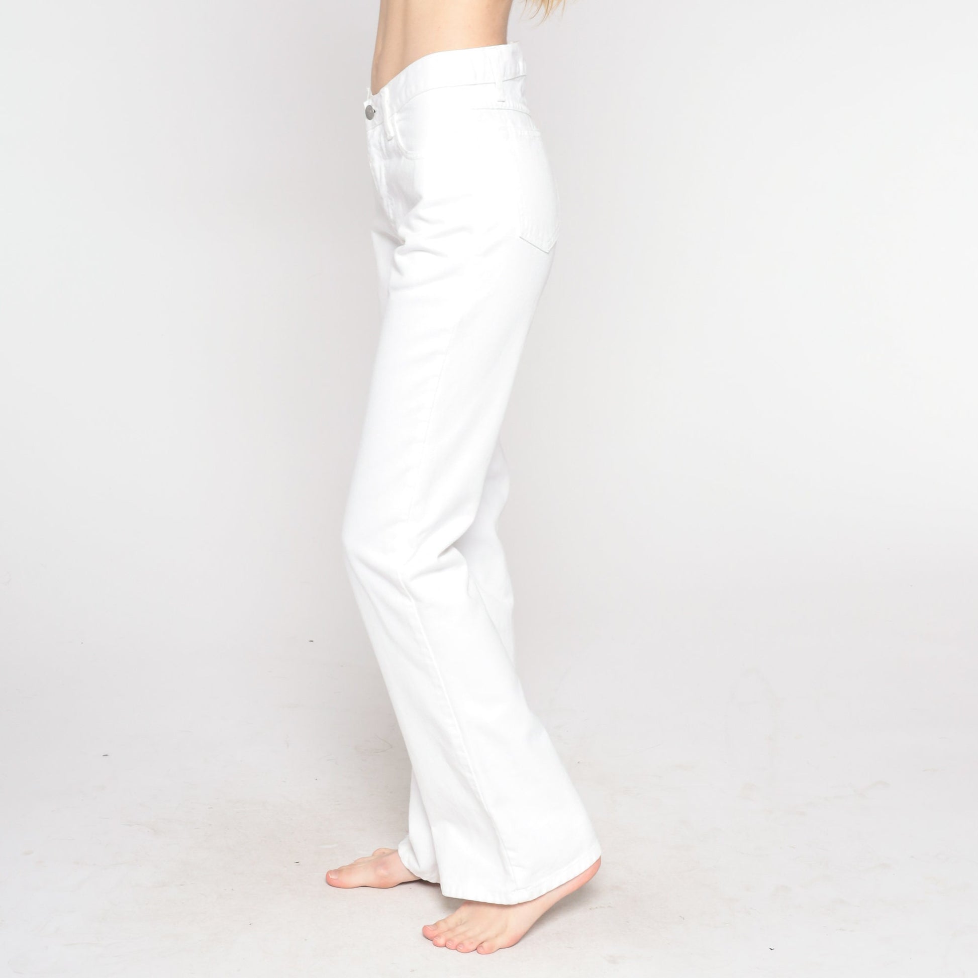 90s White Flared Jeans Low Rise Bell Bottom Denim Extra Small XS