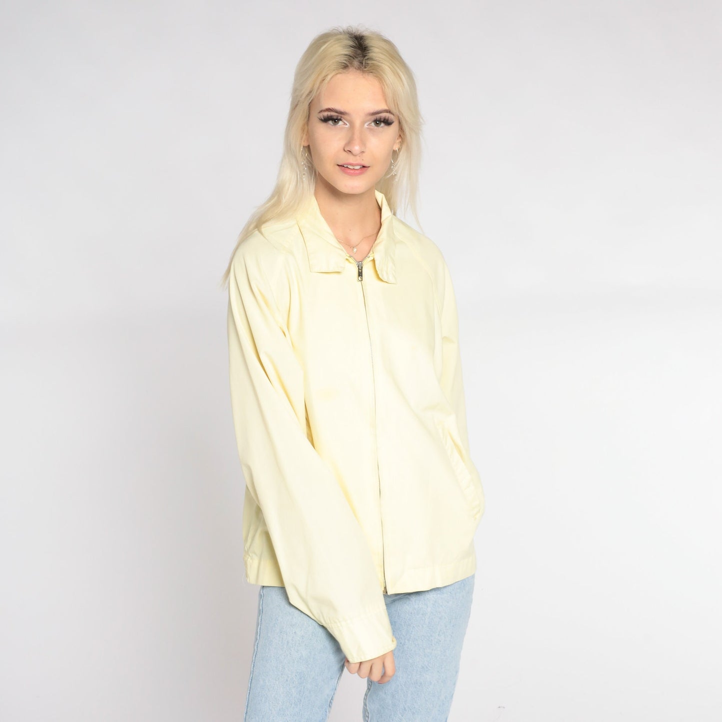 80s Sears Yellow Windbreaker Zip-Up Jacket Medium Large