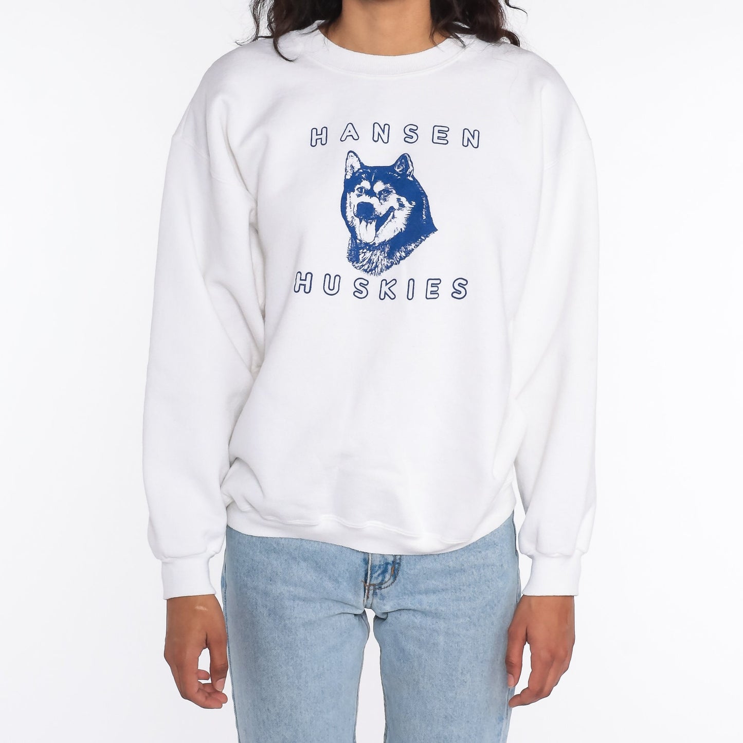 90s Hansen Huskies Anaheim California Elementary School Sweatshirt White Large L