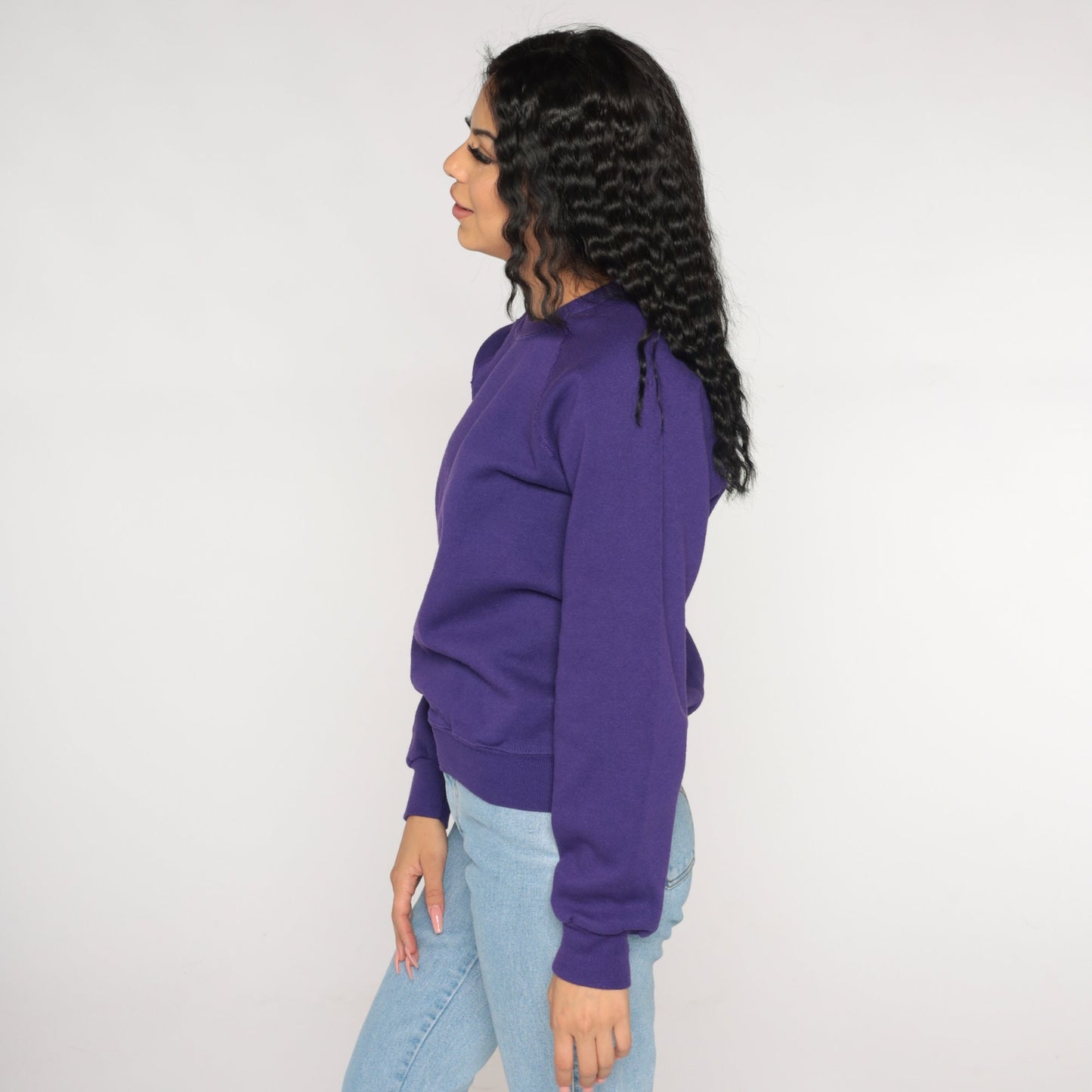 90s Purple Raglan Sweatshirt Crewneck Pullover Small S