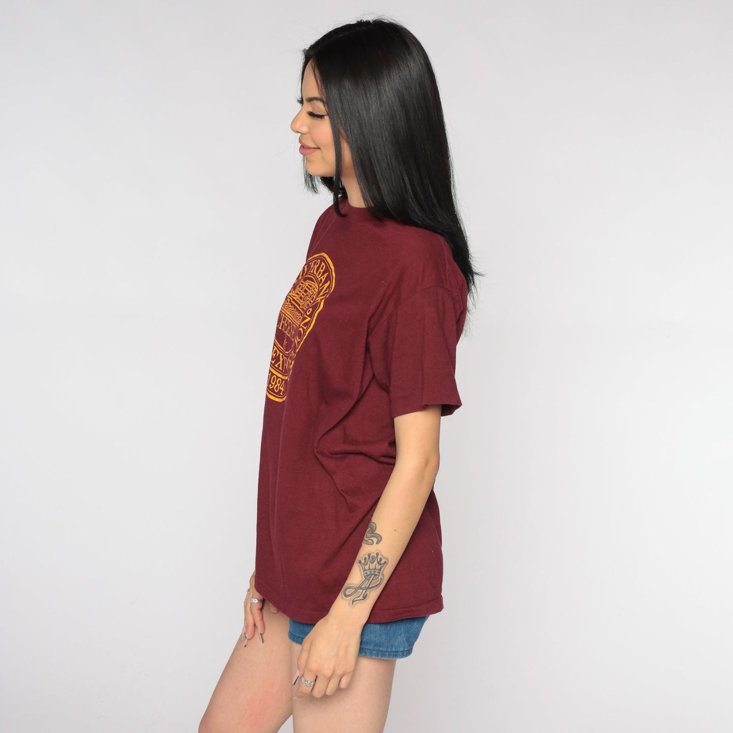 1984 Riverbank Wine & Cheese Exposition Graphic T-Shirt Burgundy Large