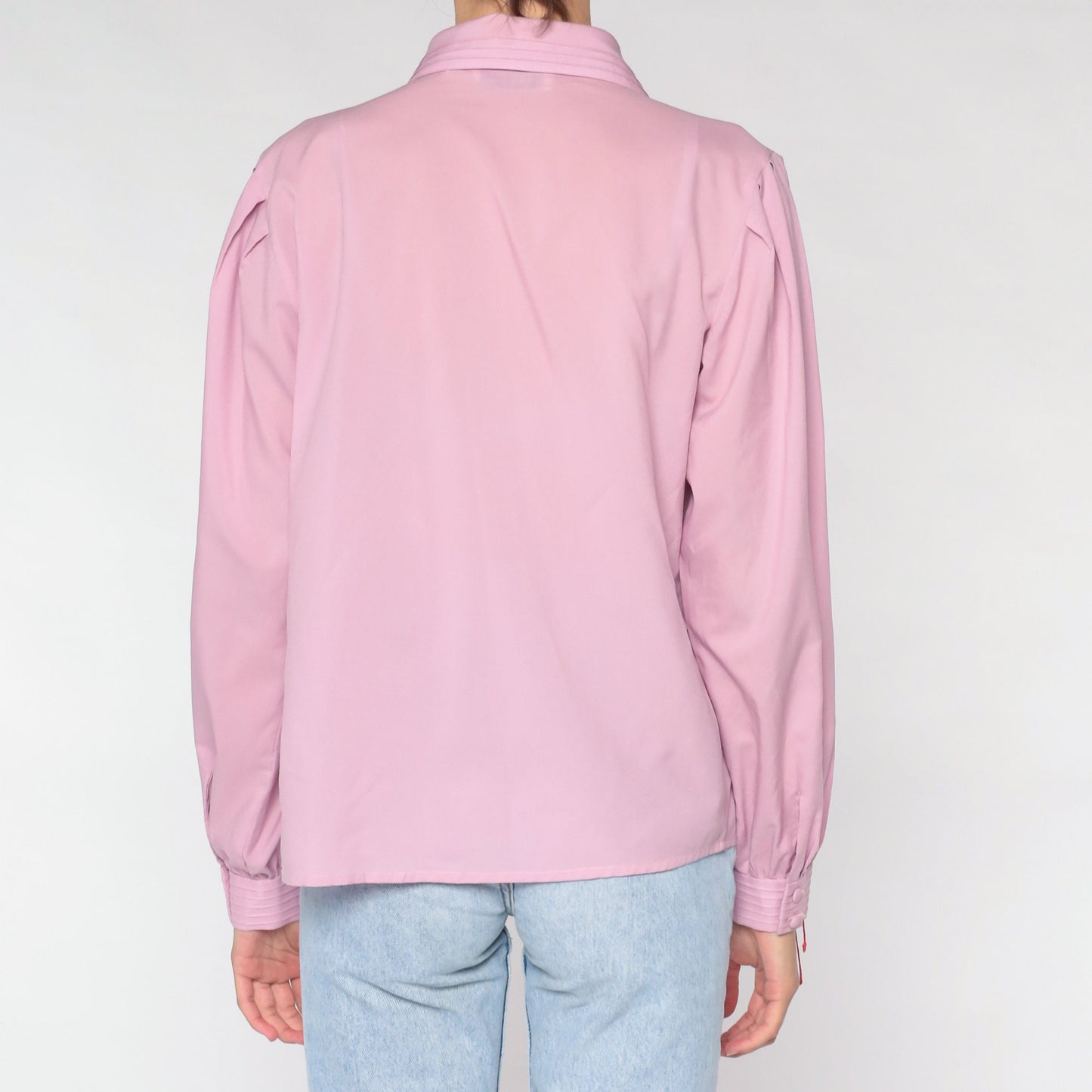 Y2K Pink Blouse Hidden Button Balloon Sleeve Collared Shirt Large L