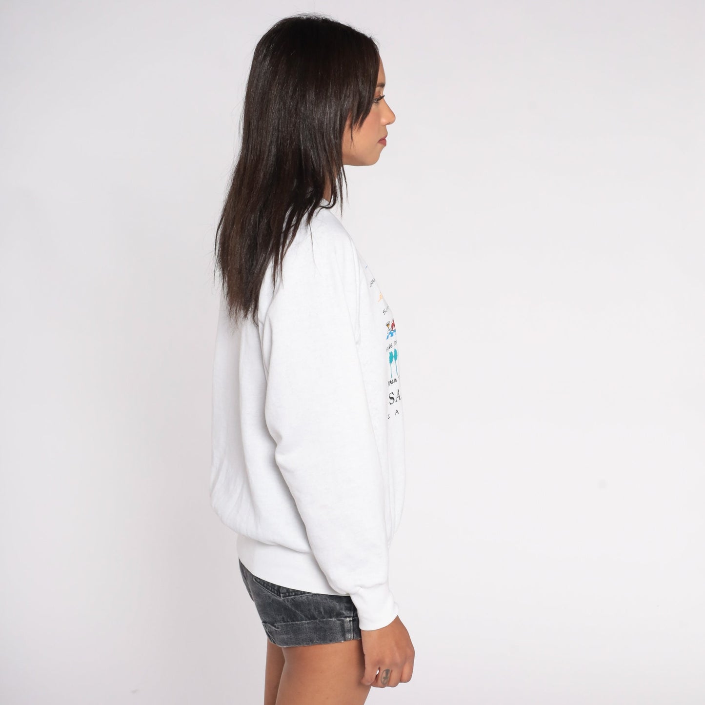 90s Santa Barbara California Raglan Sweatshirt White Graphic Pullover Extra Large XXL