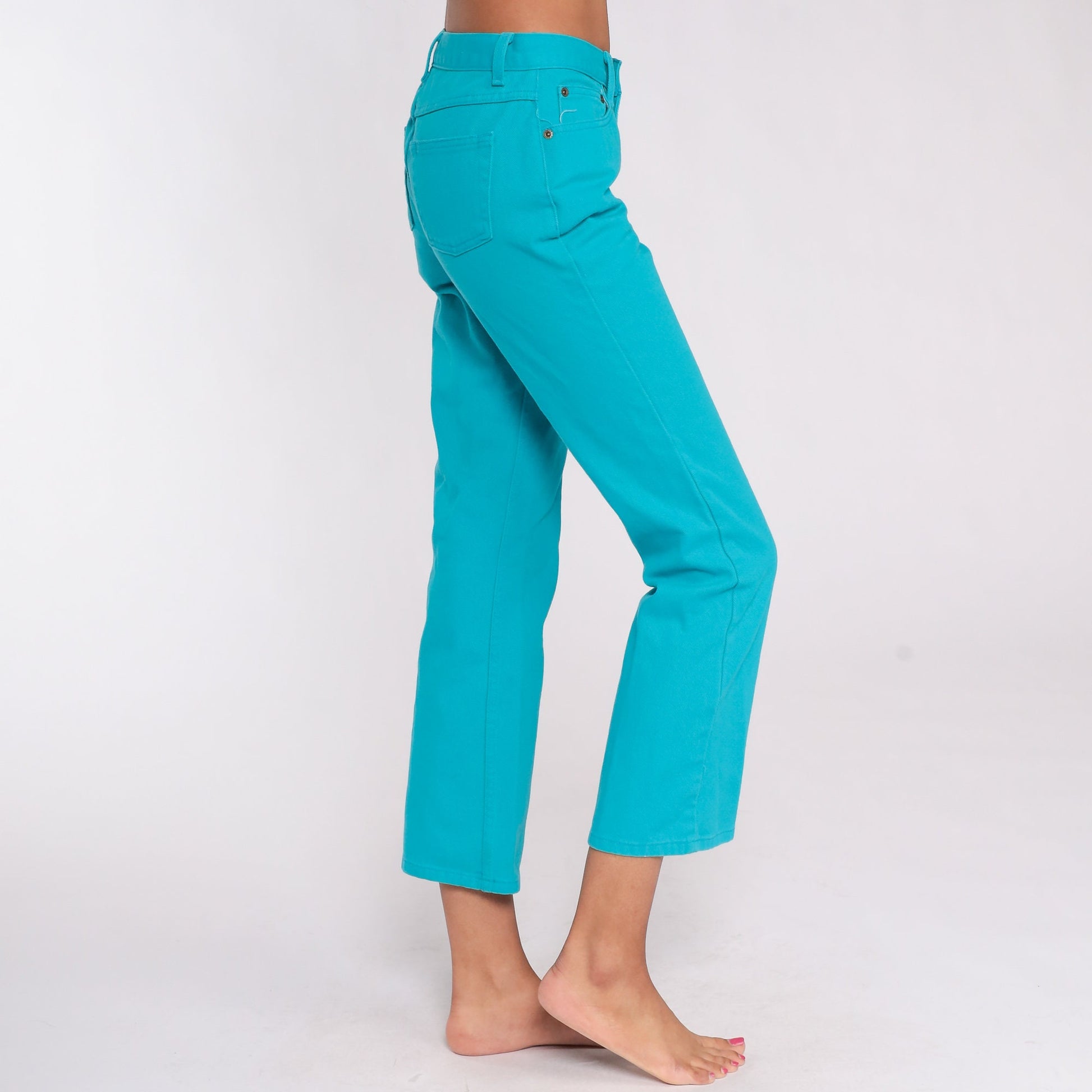 Y2K Turquoise Low Rise Bootcut Jeans Straight Leg 00s Denim Small 4