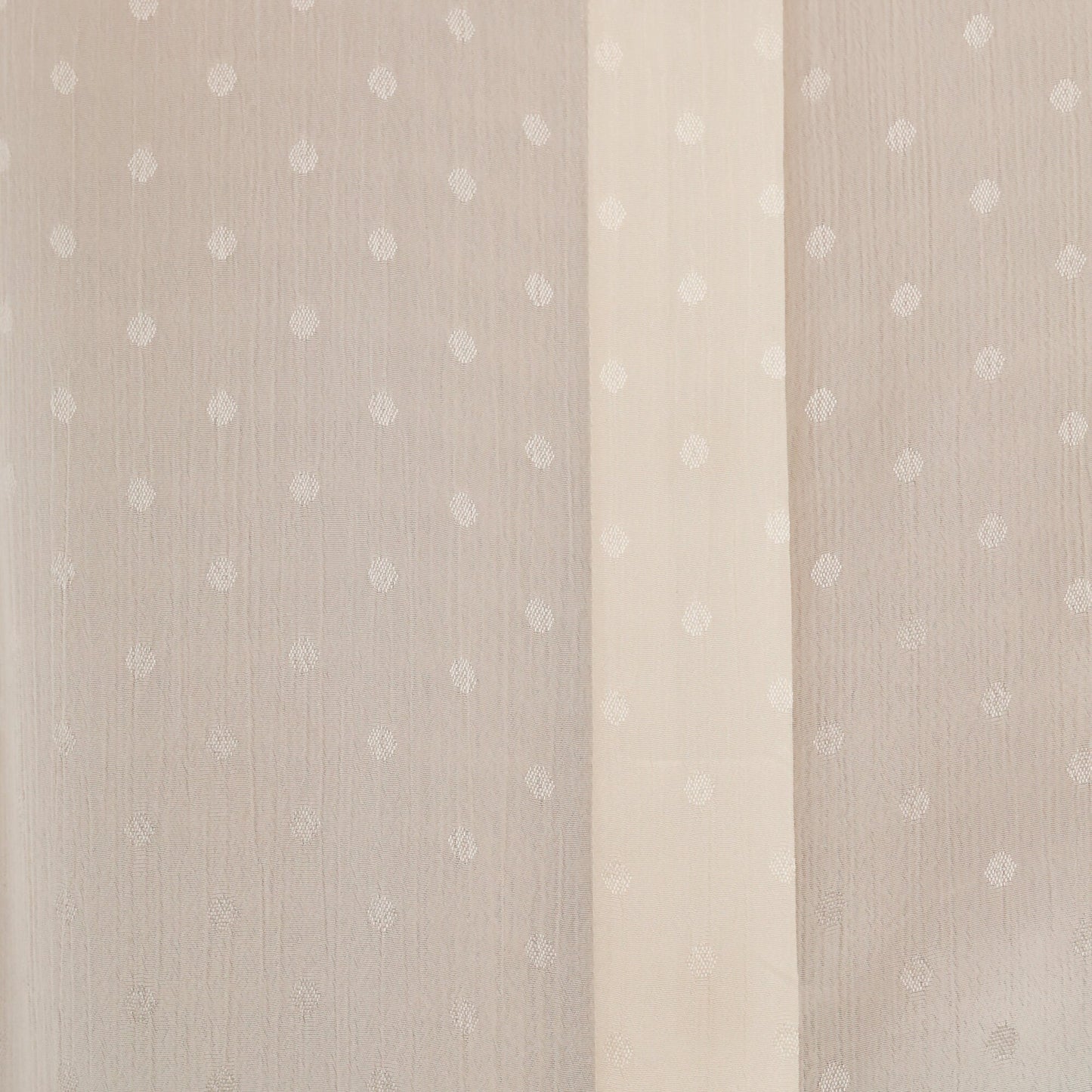 80s Cream Embossed Polka Dot Puff Sleeve Blouse Mock Neck Button Up Large