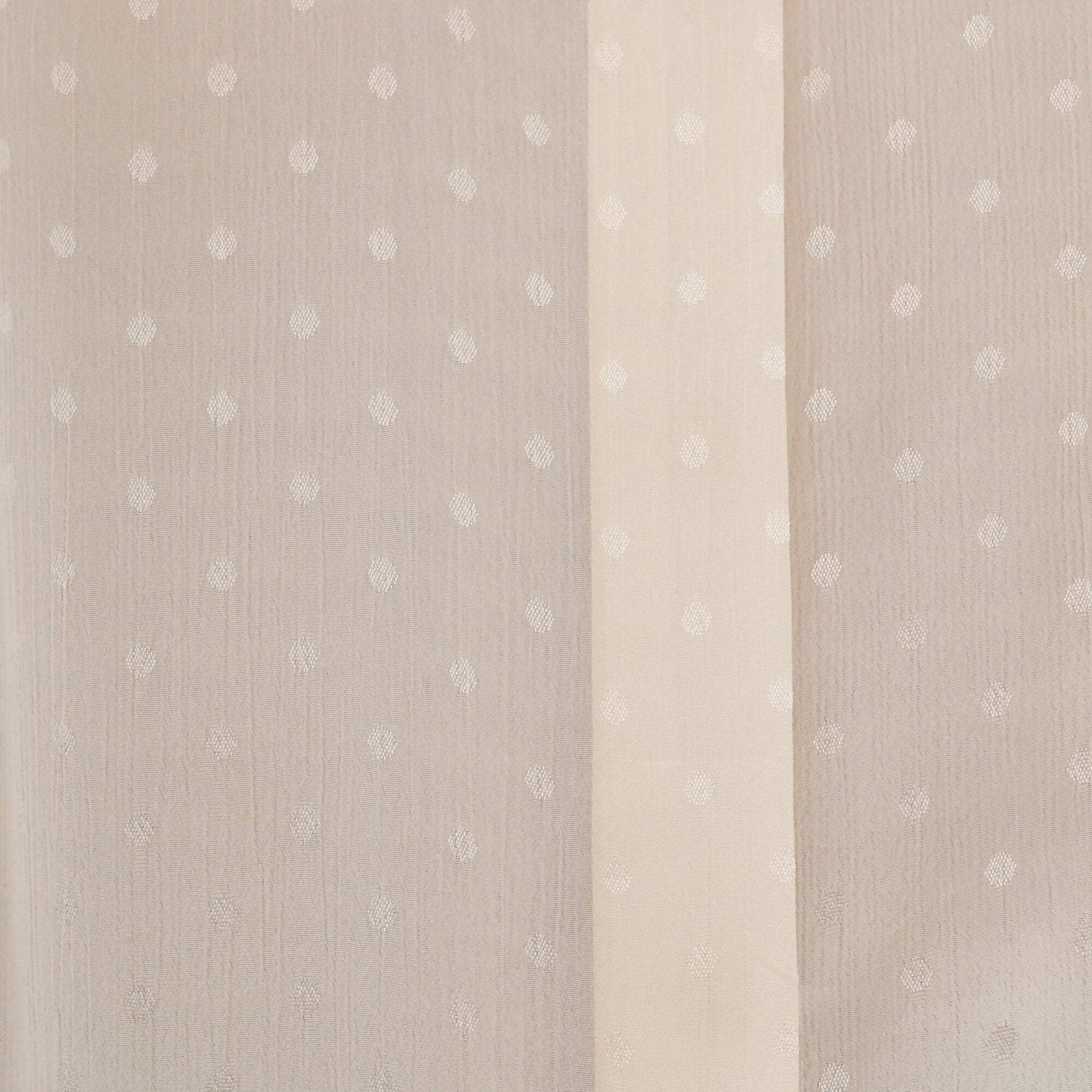 80s Cream Embossed Polka Dot Puff Sleeve Blouse Mock Neck Button Up Large