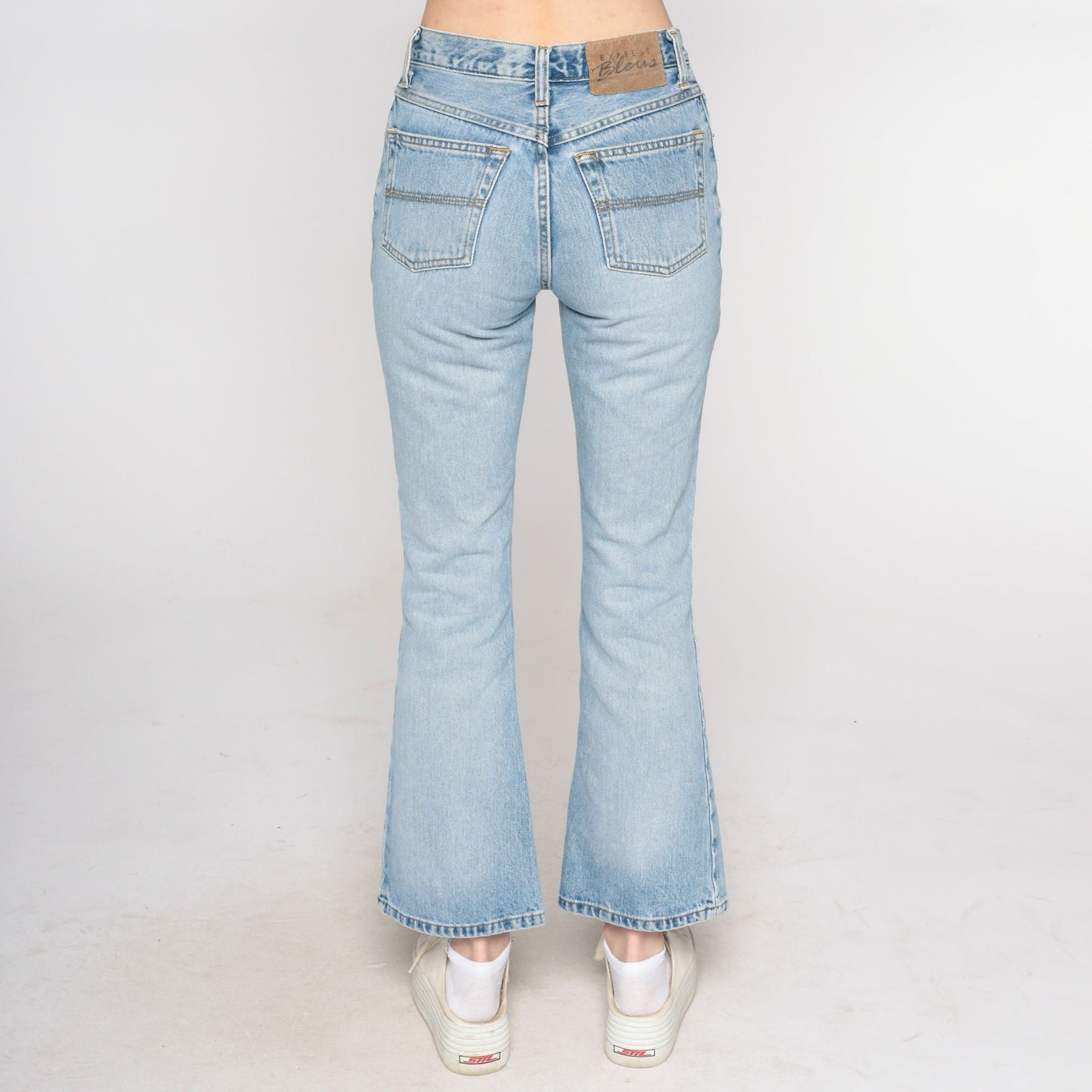 00s Express Bleus Low Rise Flare Jeans Light Wash Denim Petite XS