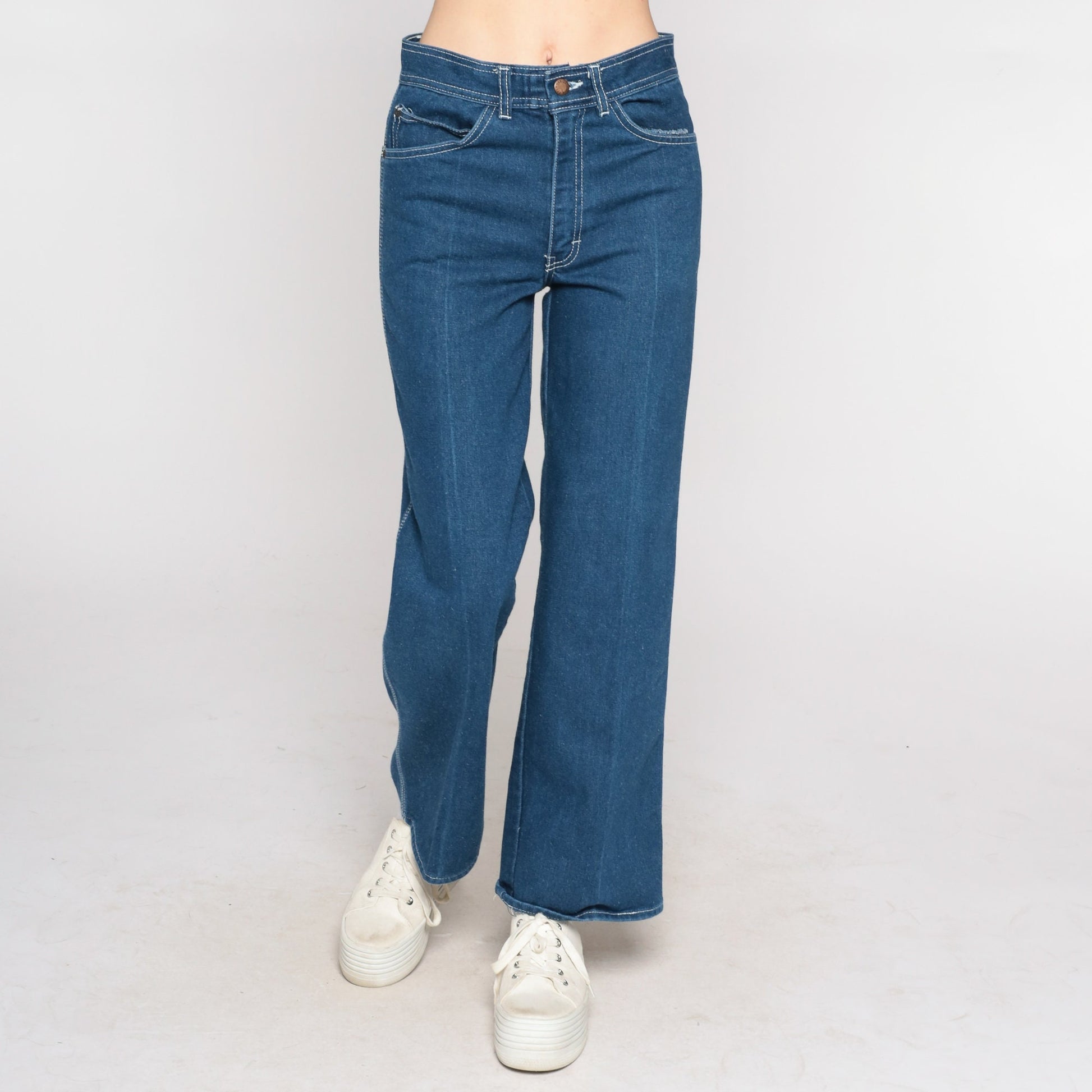 80s Delance High-Waist Straight-Leg Jeans Dark Blue Denim Small