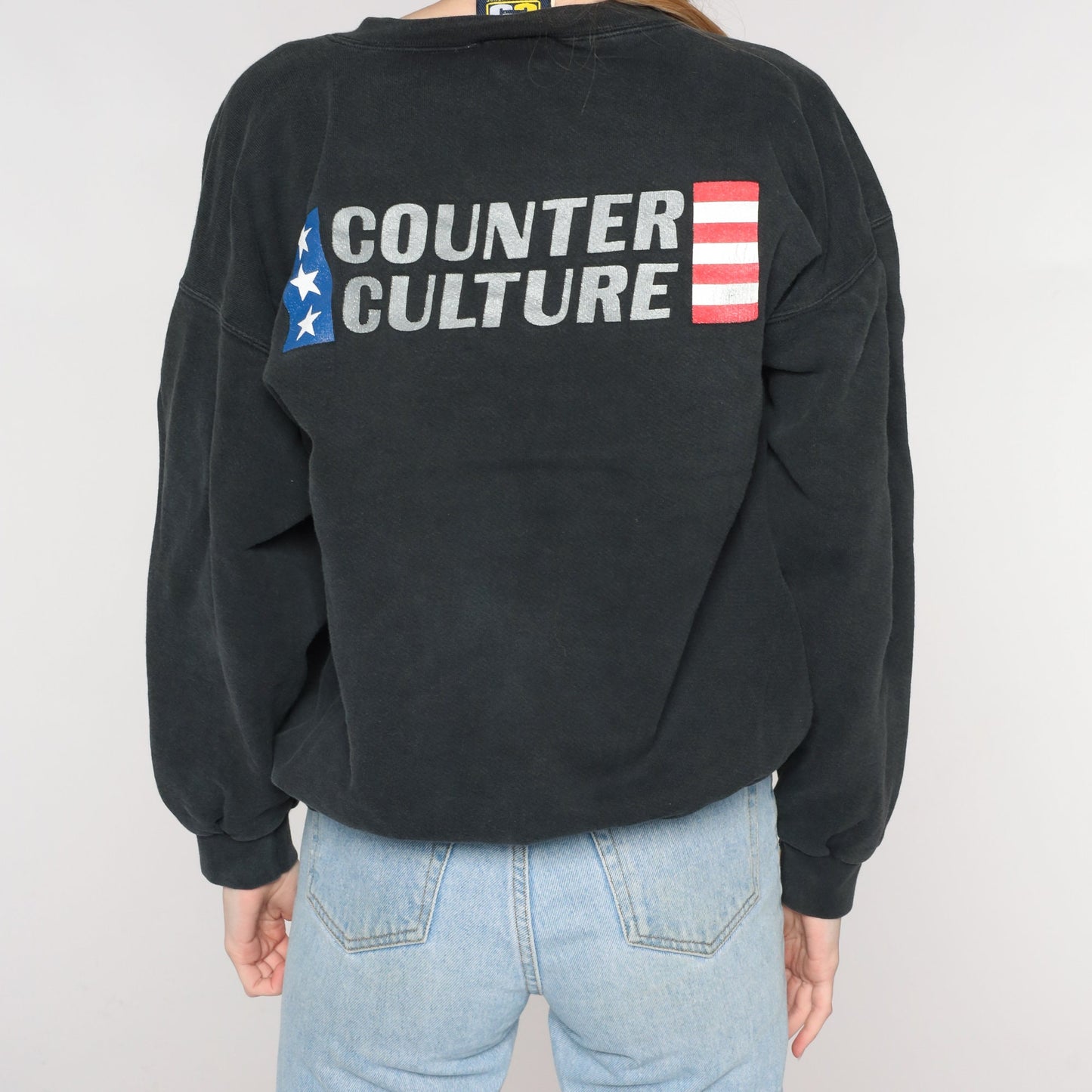Y2K Counter Culture Black Graphic Sweatshirt Crewneck Medium M