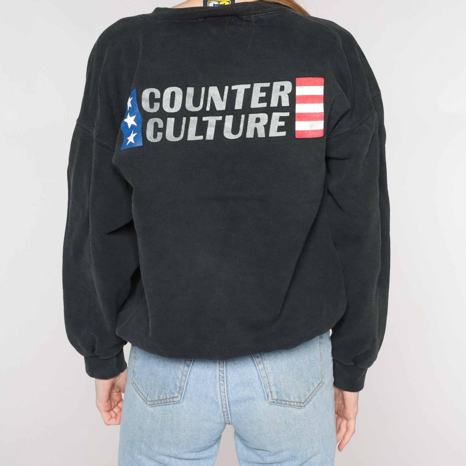 Y2K Counter Culture Black Graphic Sweatshirt Crewneck Medium M