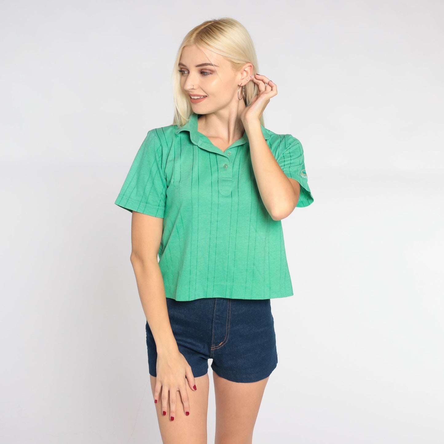 70s Tri Palm Country Club Green Polo Shirt Embroidered Small S