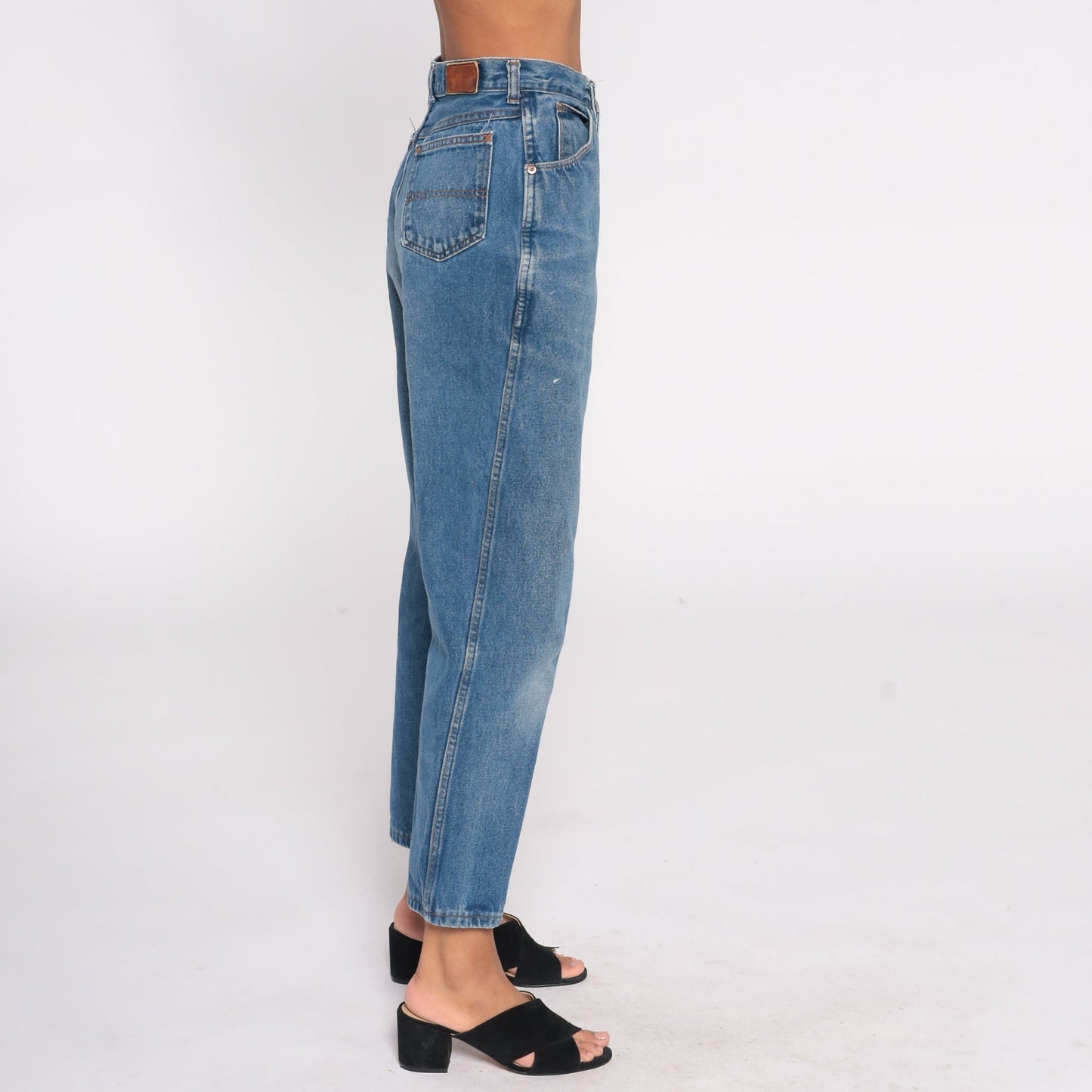 90s Lands End High-Waist Straight Leg Jeans Faded Blue Denim Small S