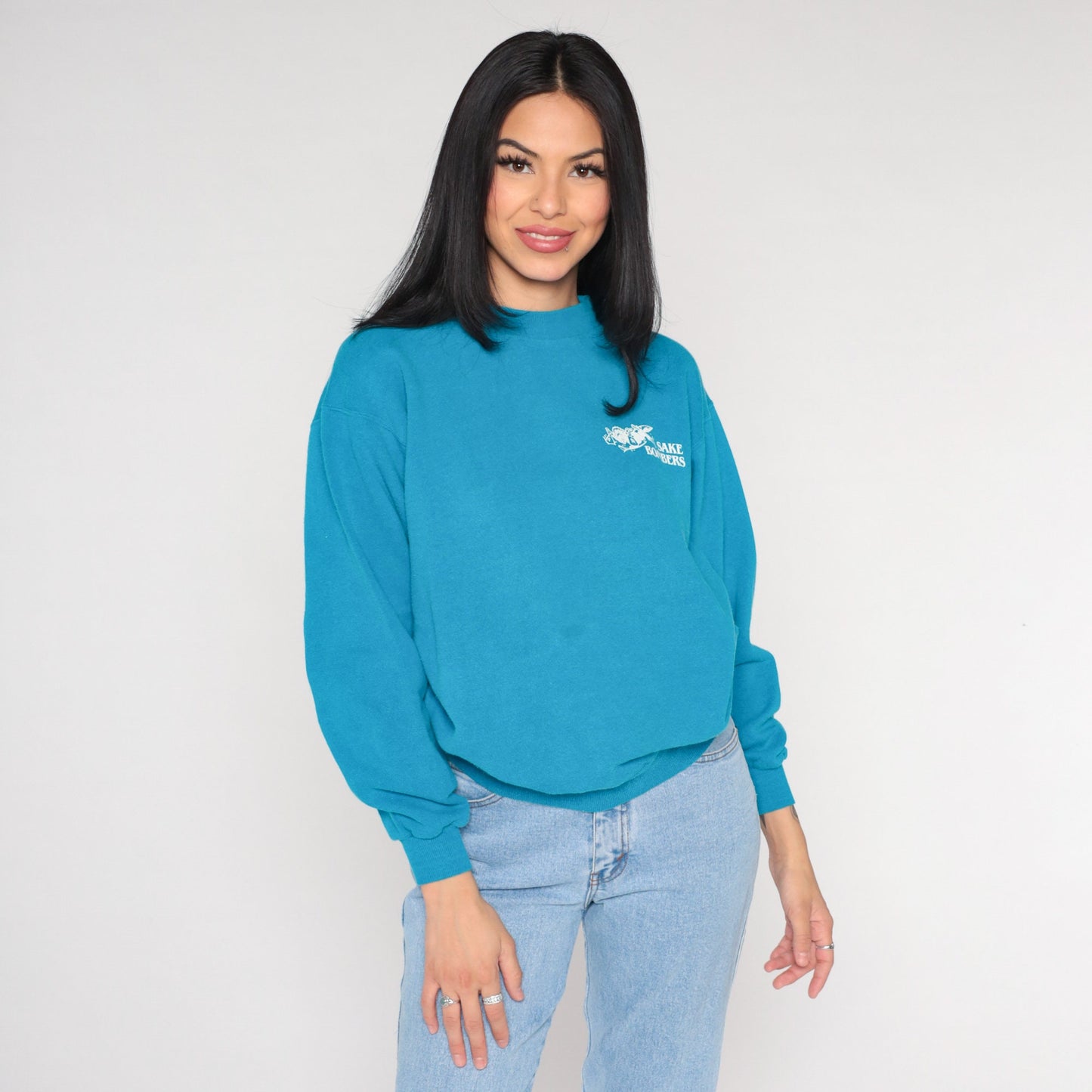90s Sake Bombers Graphic Sweatshirt Blue Crewneck Medium
