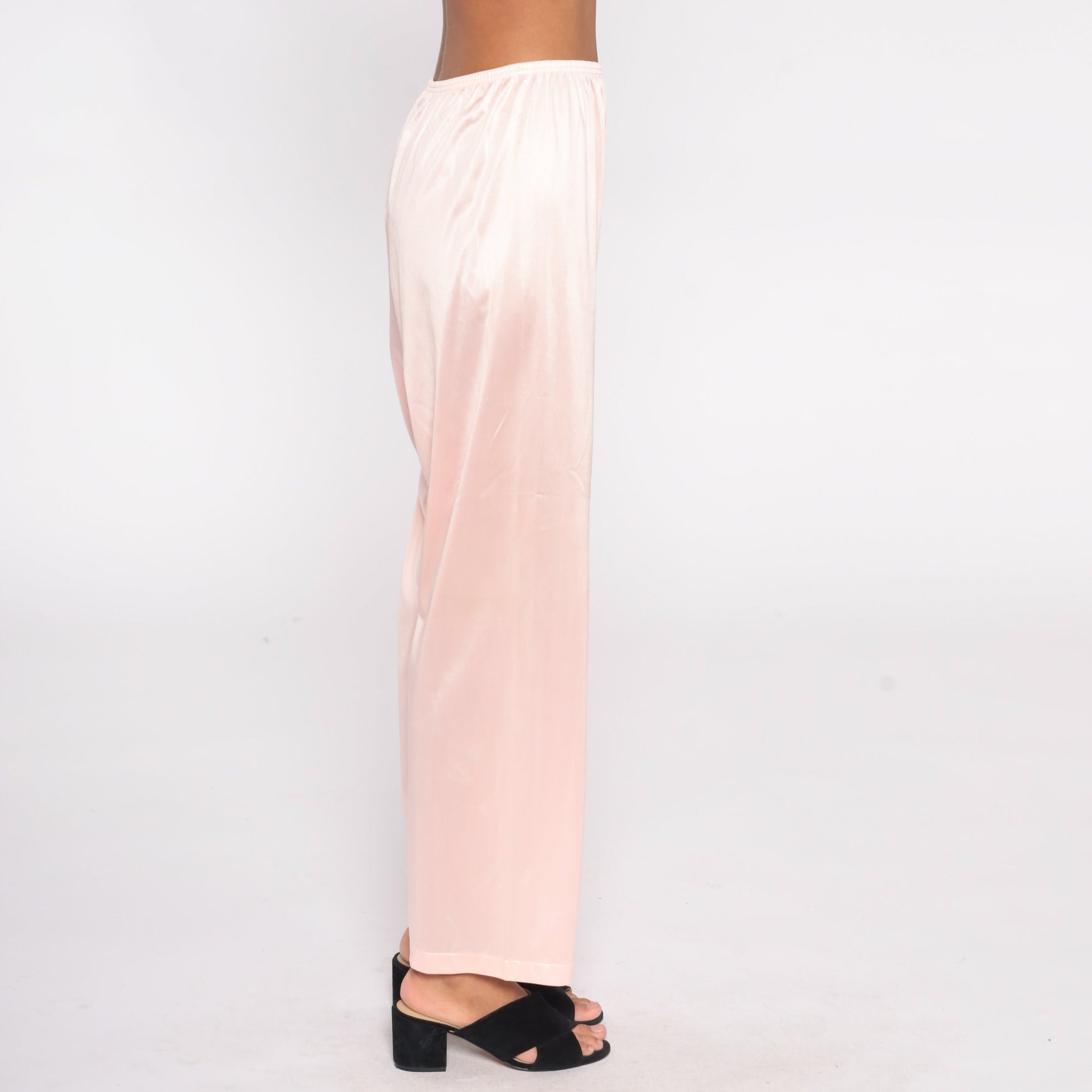 70s Vanity Fair Nylon Pajama Pants Baby Pink High Waisted Medium