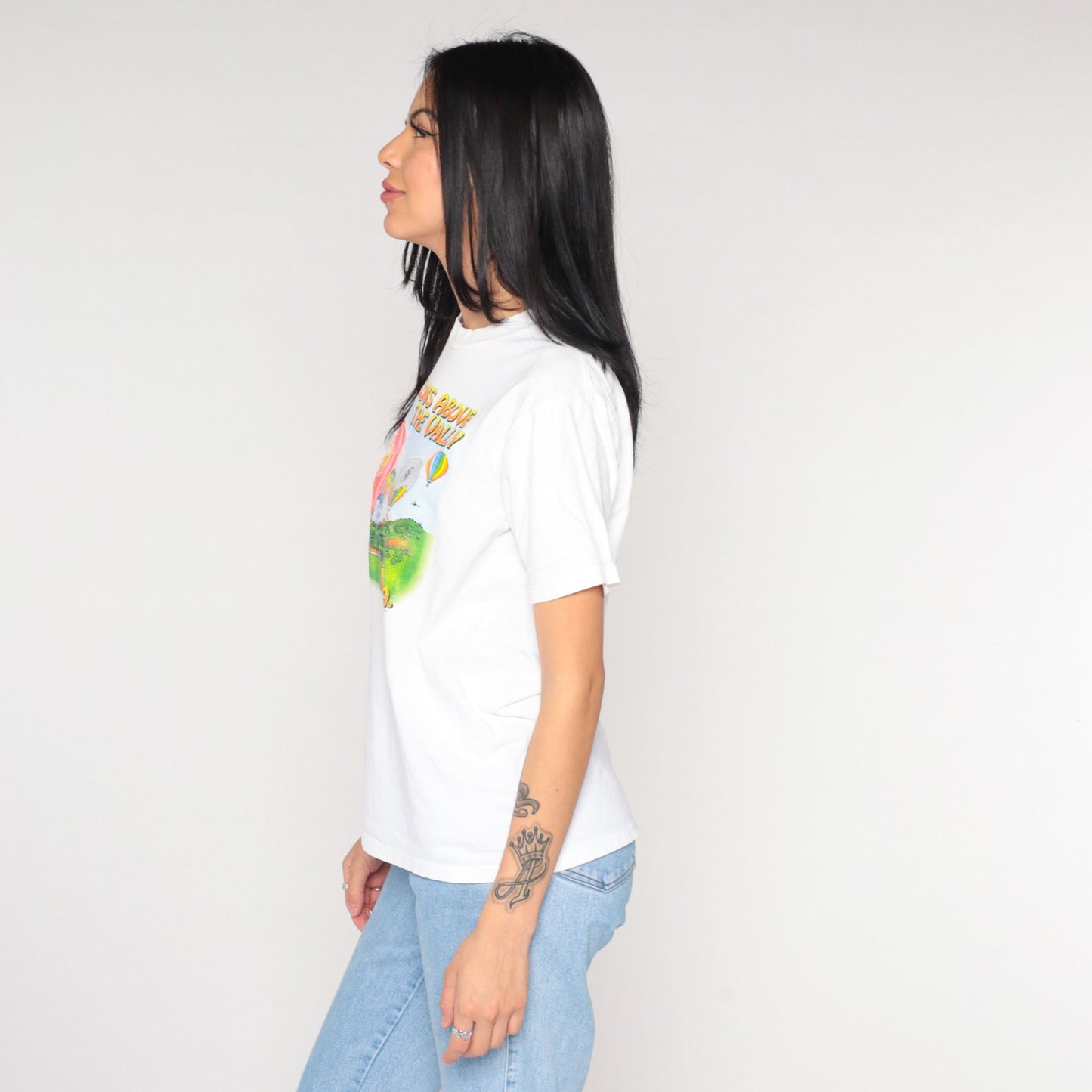 90s Balloons Above the Valley Hot Air Balloon Graphic Tee White Small