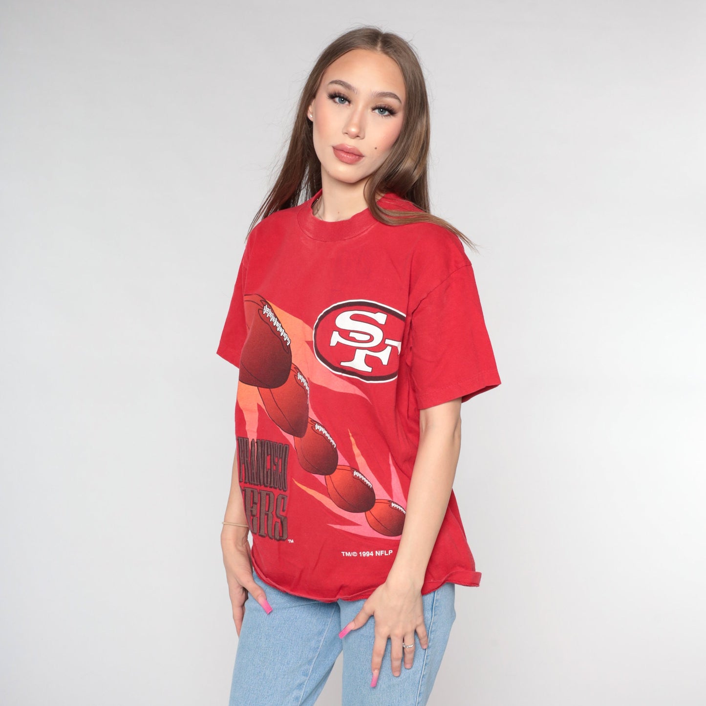 1994 San Francisco 49ers NFL Football T-Shirt Red Cotton Single Stitch Medium