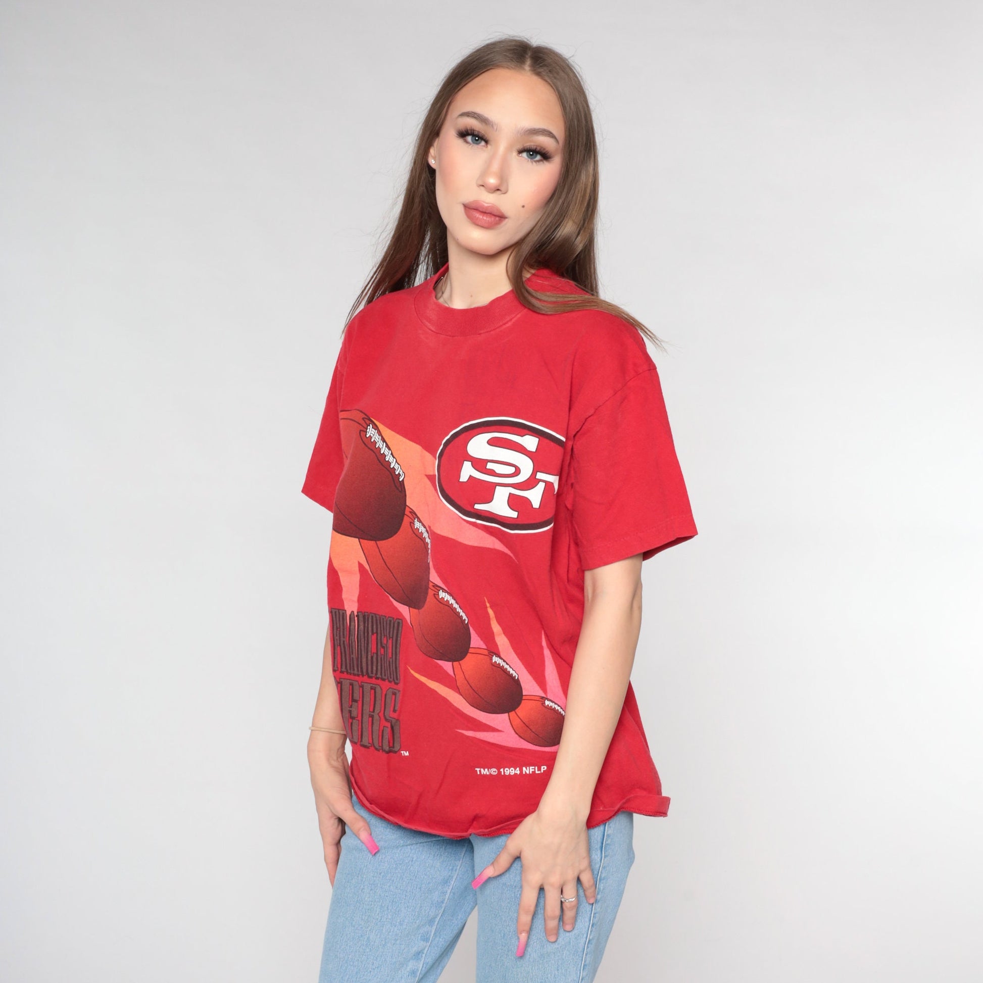1994 San Francisco 49ers NFL Football T-Shirt Red Cotton Single Stitch Medium