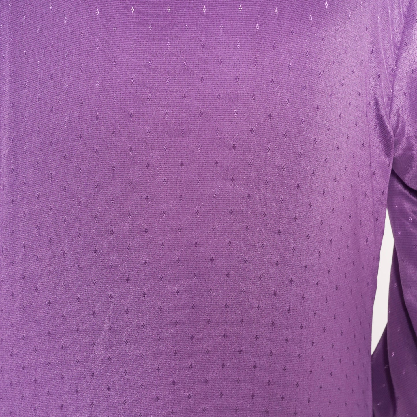 80s Purple Embossed Geometric Button-Up Blouse Long Sleeve Medium