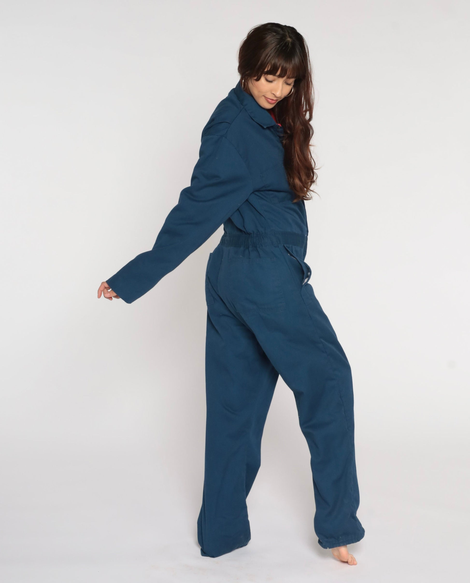 90s Walls Insulated Coverall Jumpsuit Dark Blue Quilted Workwear Medium