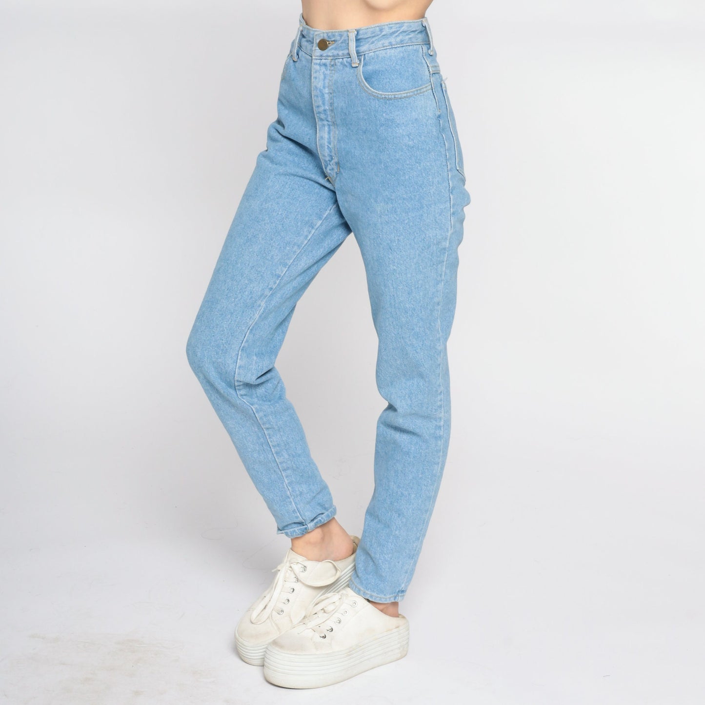90s Paris Blues High Waist Tapered Mom Jeans Blue Denim Extra Small