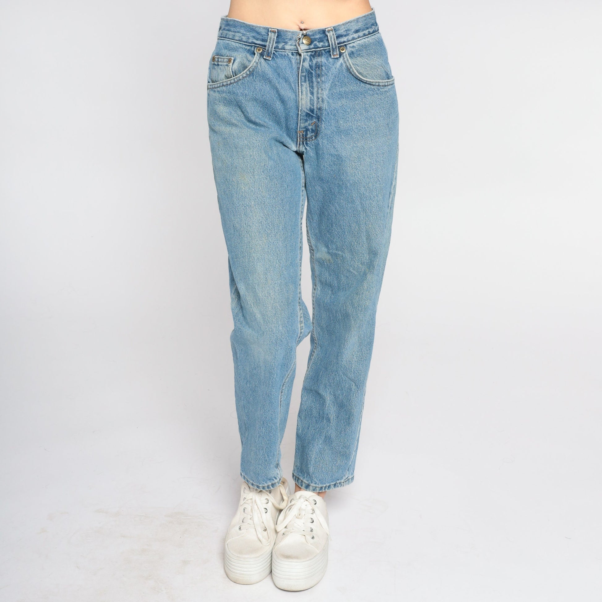 90s Class Club Mid Rise Straight Leg Jeans Blue Denim Small S