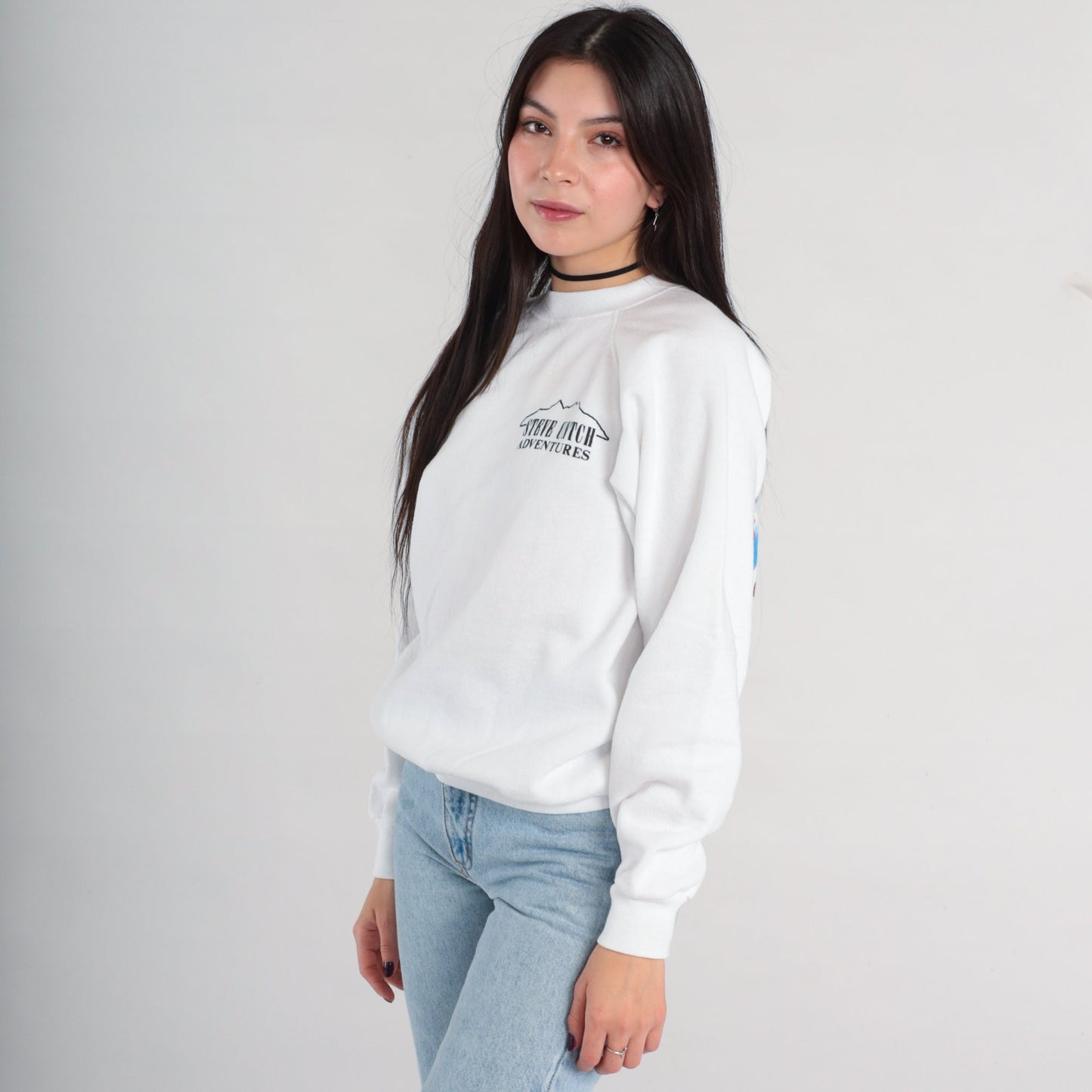 90s Steve Untch Adventures El Altar Ecuador Mountain Sweatshirt White Medium