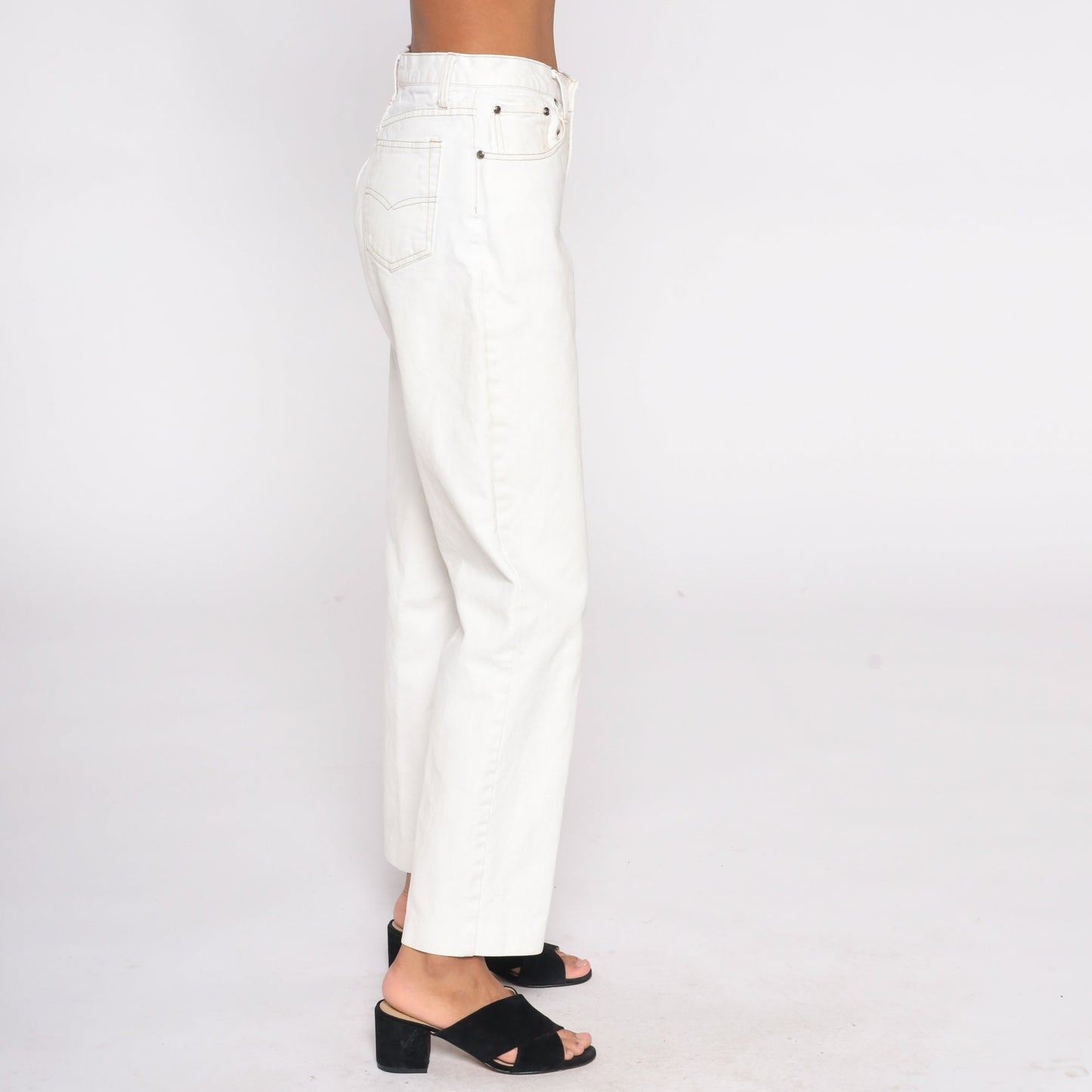 00s Anchor Blue White High Rise Straight Leg Jeans Cotton Denim Medium