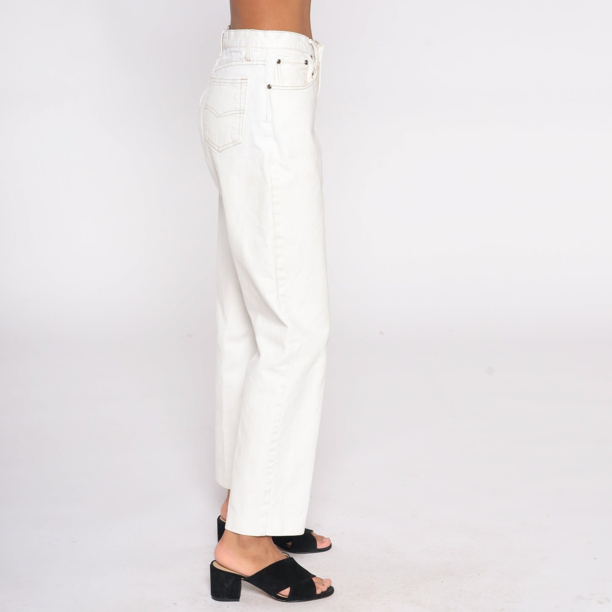 00s Anchor Blue White High Rise Straight Leg Jeans Cotton Denim Medium