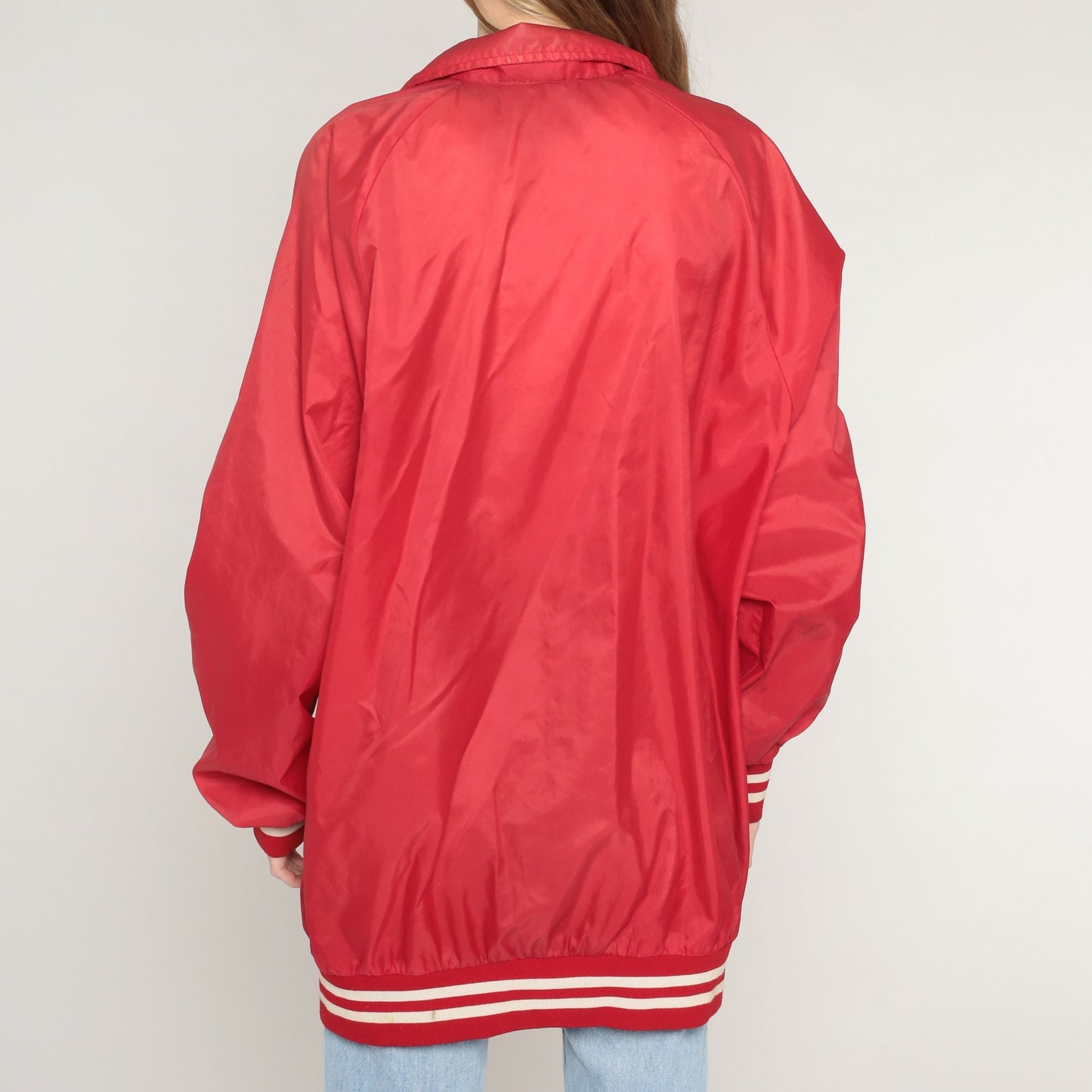 1987 Fisherman's Wharf Festa Italiana San Francisco Red Windbreaker Jacket Extra Large