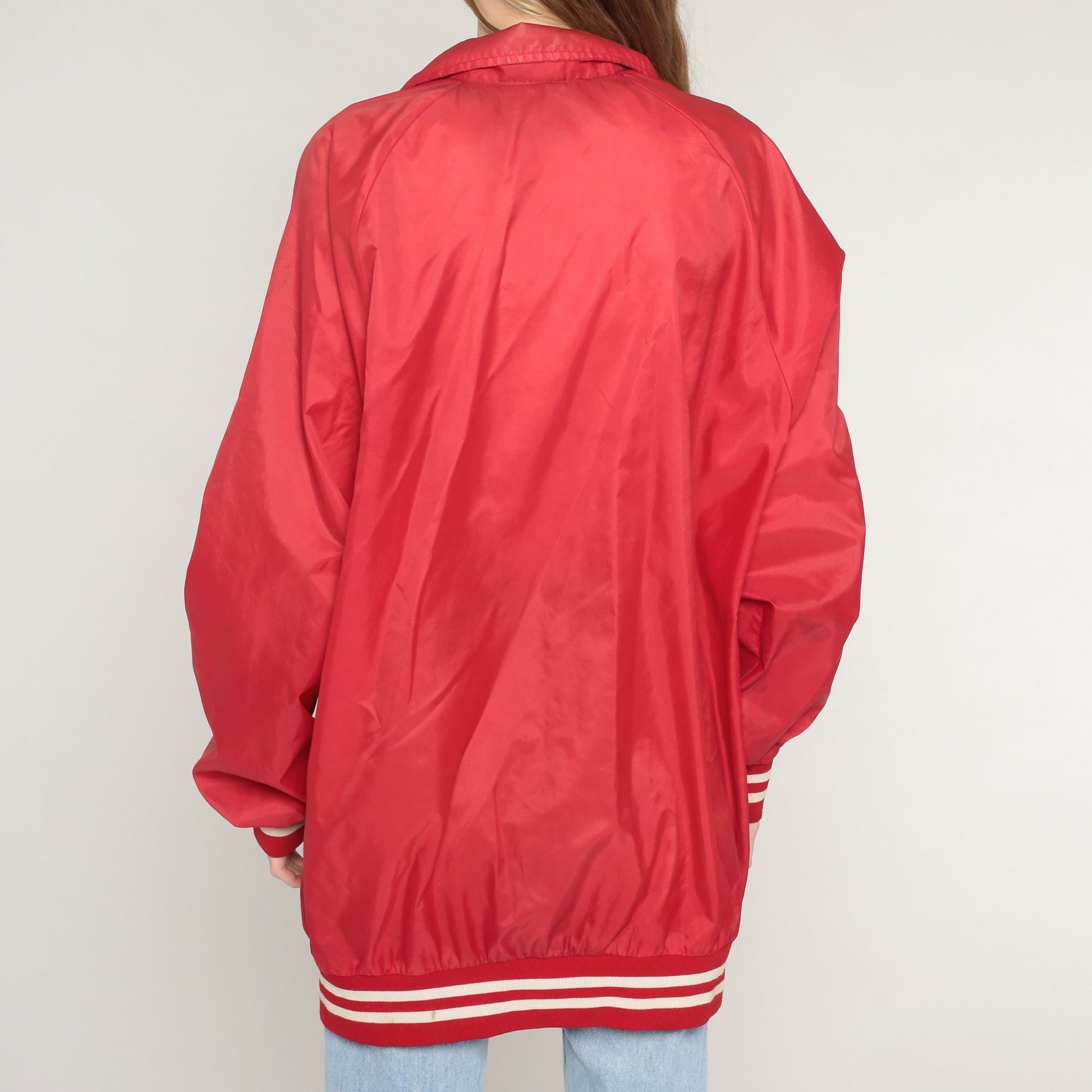 1987 Fisherman's Wharf Festa Italiana San Francisco Red Windbreaker Jacket Extra Large