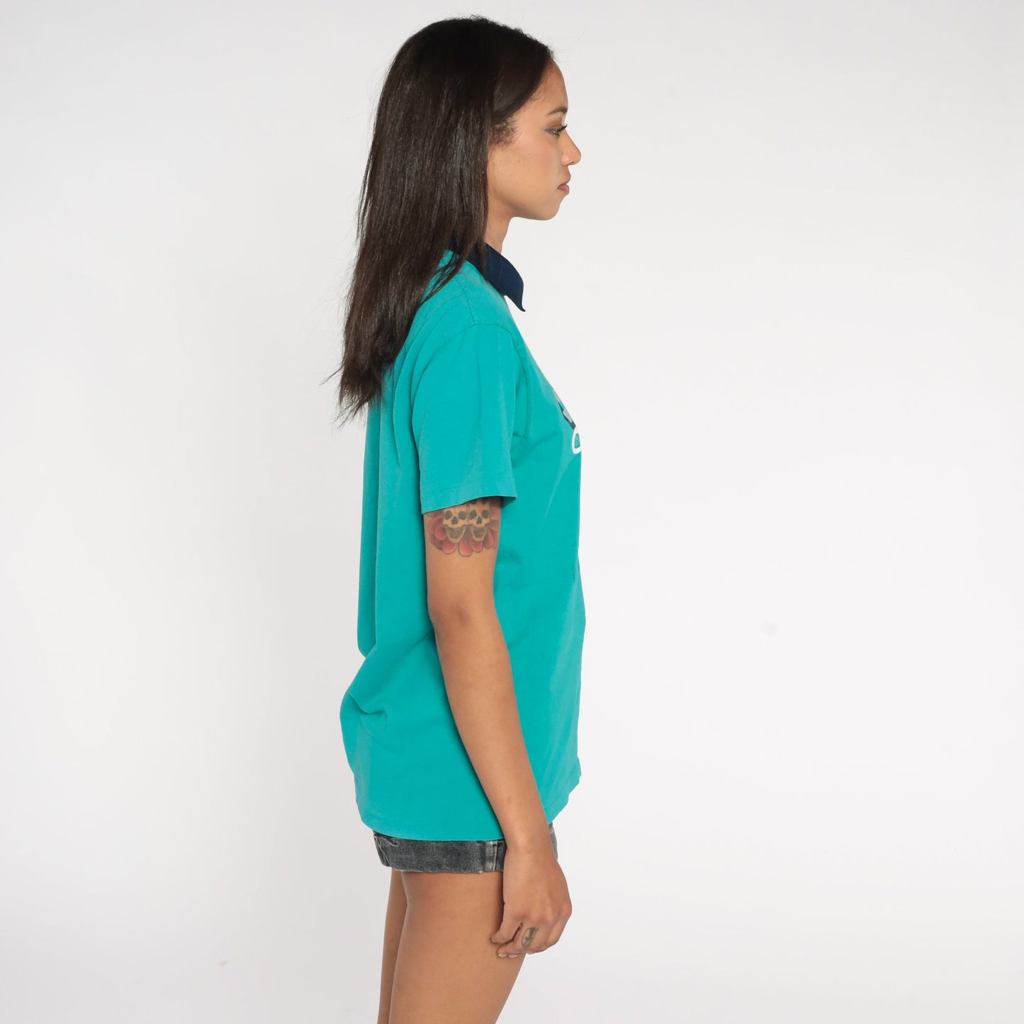 90s Golf Graphic Collared T-Shirt Turquoise Small S