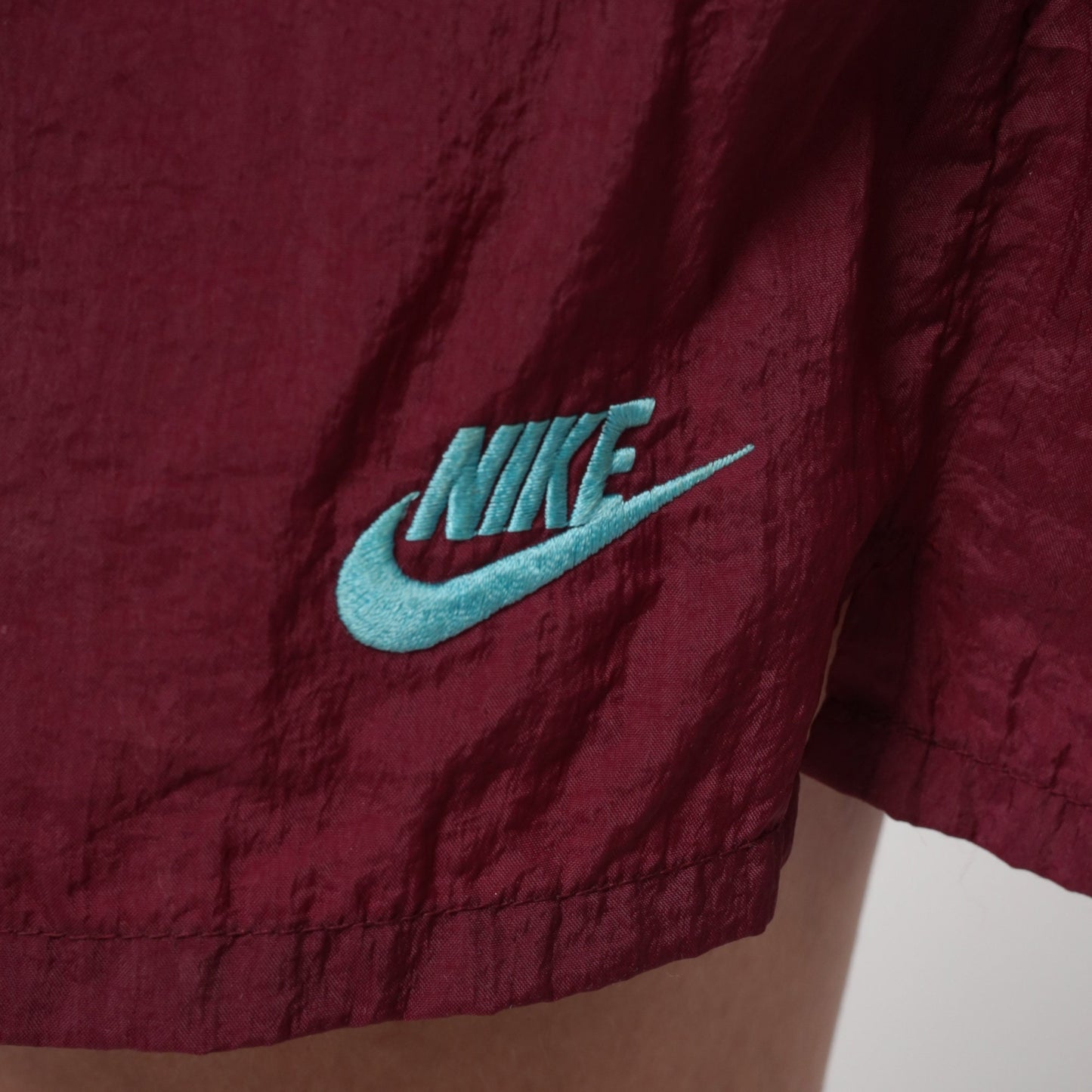 90s Nike Burgundy Nylon Swim Shorts High Rise Small S