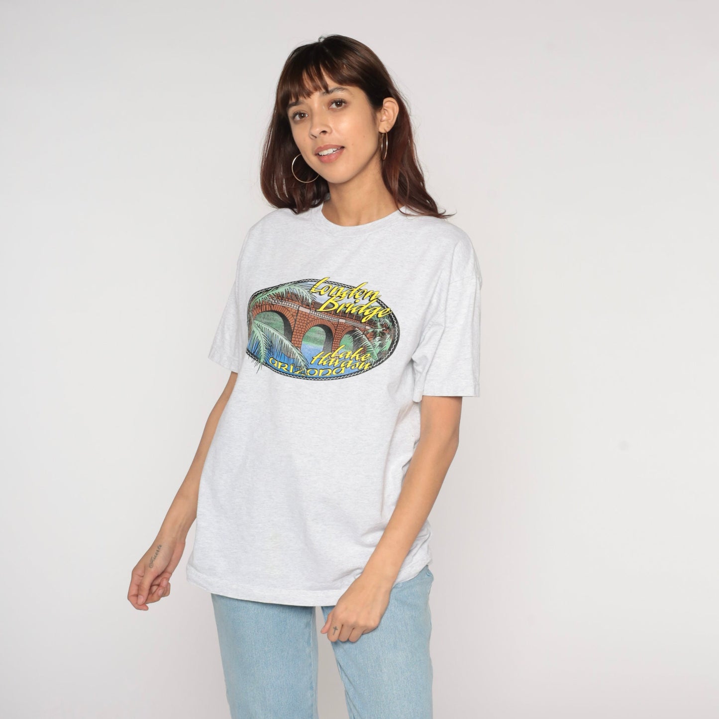 90s Lake Havasu London Bridge Arizona Graphic Tee Heather Grey Medium