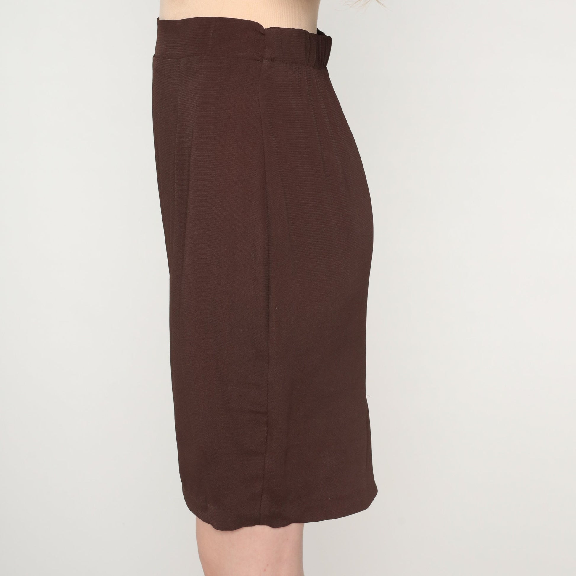 90s Brown Pencil Mini Skirt High Waist Fitted Zipper Medium M