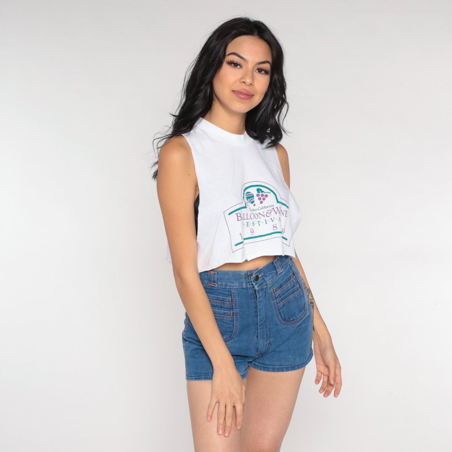 1989 Balloon and Wine Festival Rancho California Tank Top Cropped Graphic White Medium