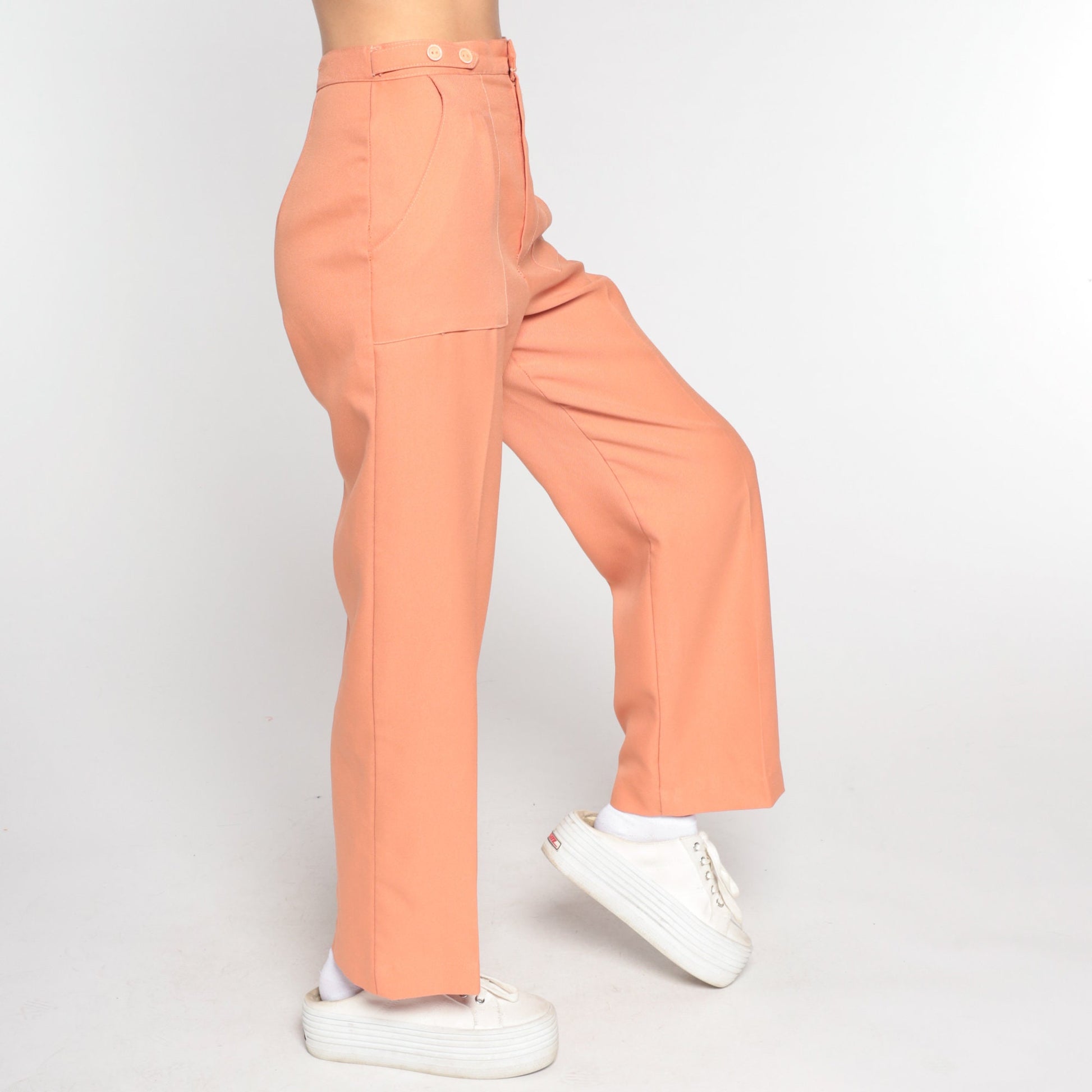 70s Peach High-Rise Straight Leg Trousers Small