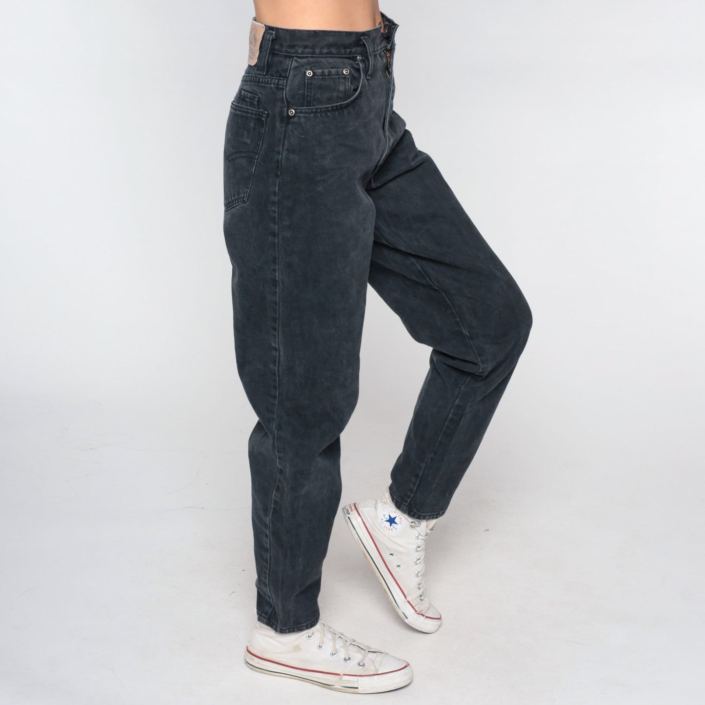00s Anchor Blue Black High Rise Straight Leg Jeans Tapered Small 27