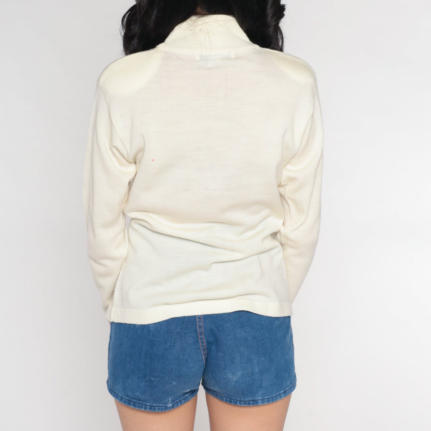 90s Evan Picone Cream Knit Turtleneck Long Sleeve Top Medium