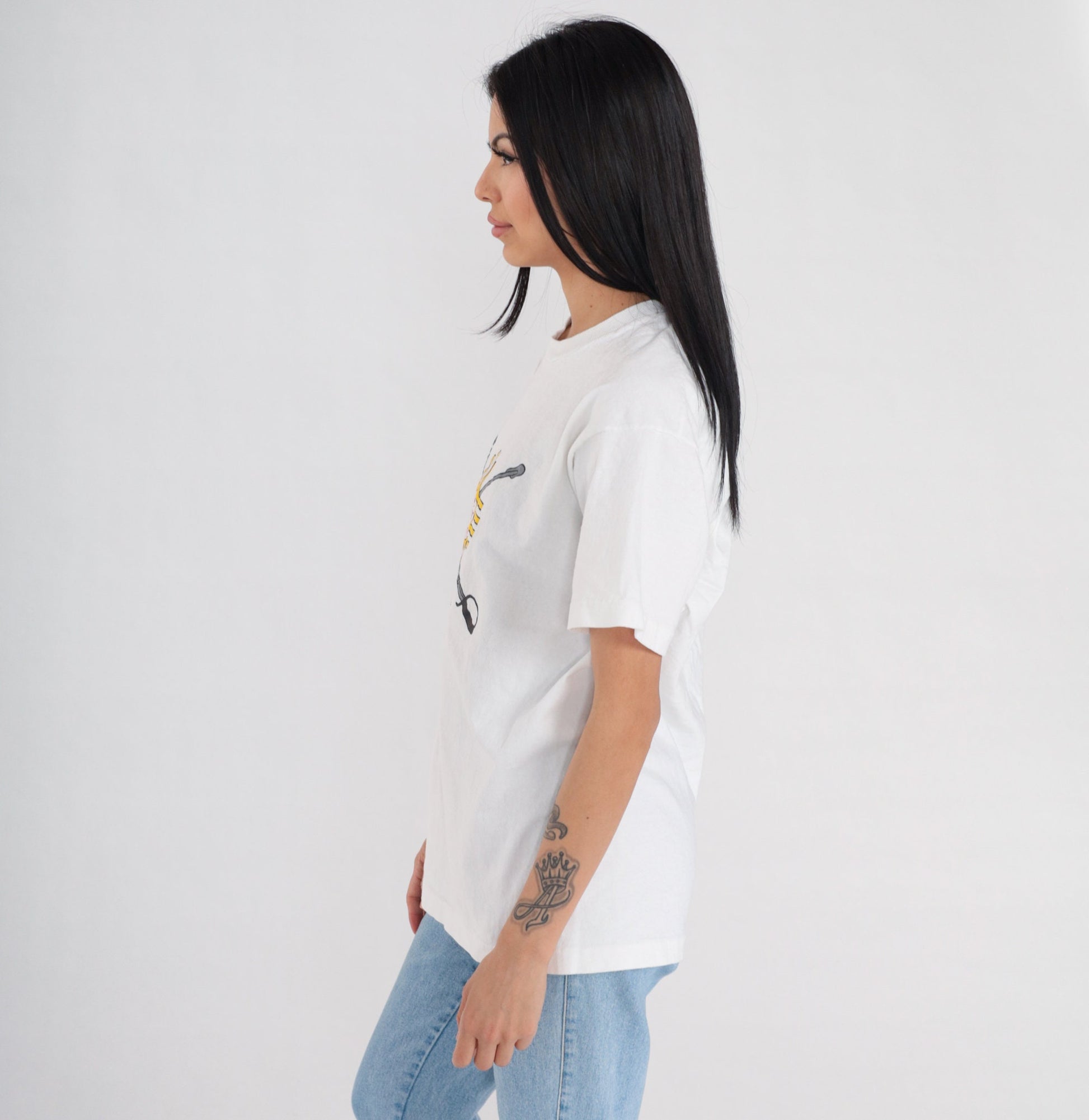 90s New Mexico Military Institute Graphic Tee White Single Stitch Medium M