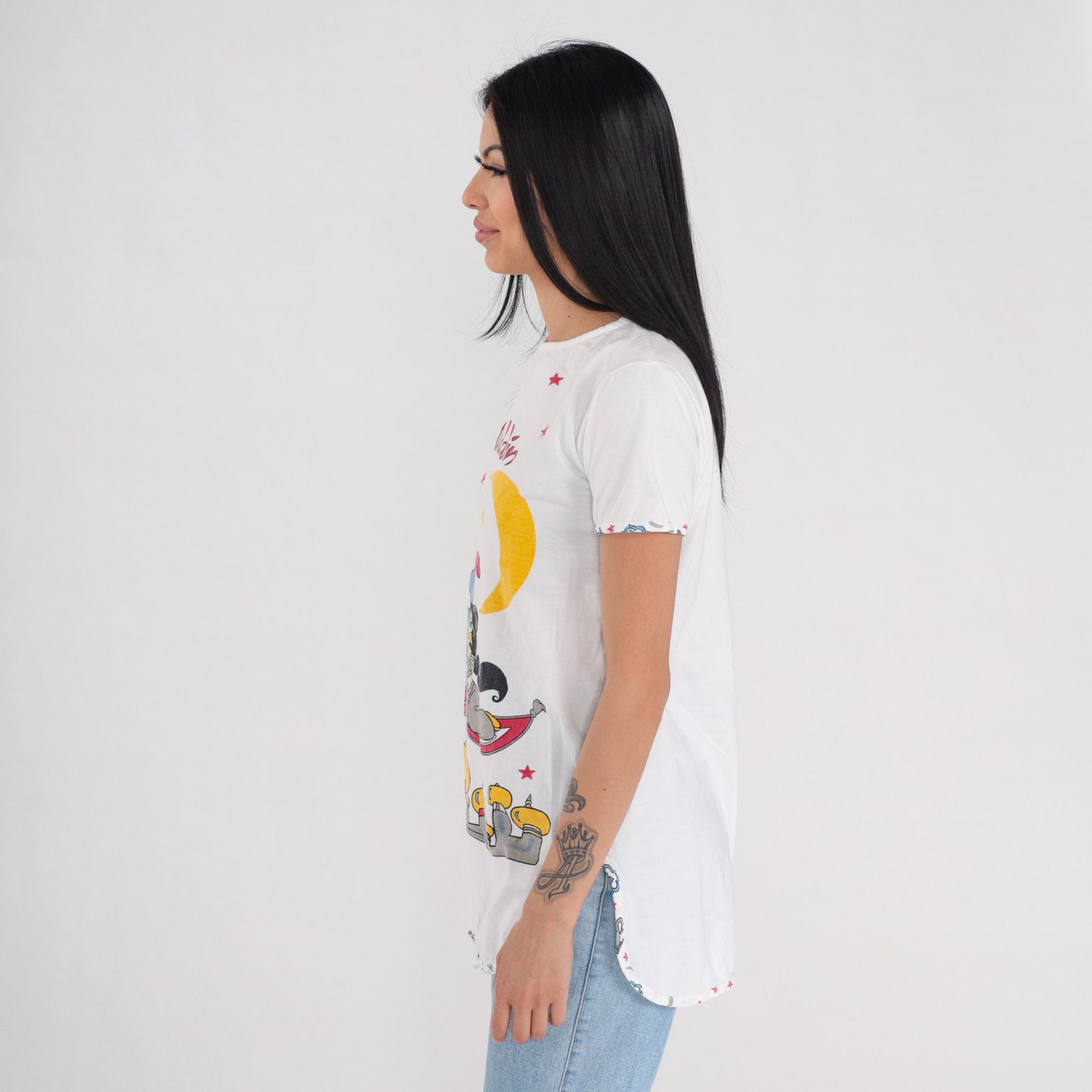 90s Disney Aladdin Princess Jasmine Graphic T-Shirt White Single Stitch Small