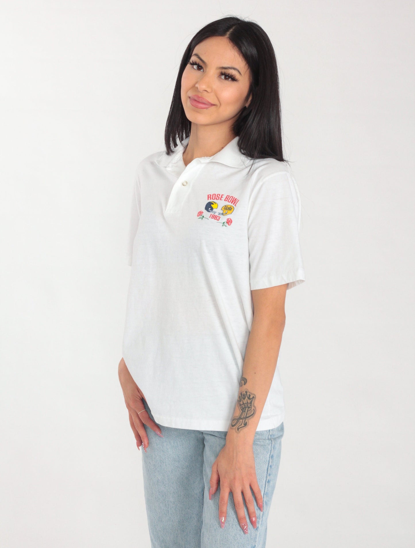 1984 Rose Bowl UCLA Bruins White Polo Shirt Medium