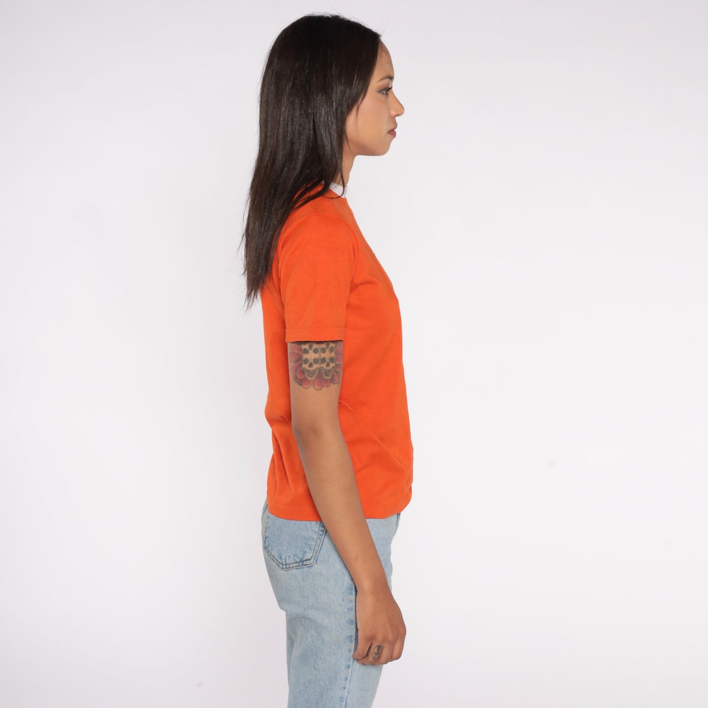 80s Tiger Cub Scout Ringer Tee Orange Graphic T-Shirt Small S