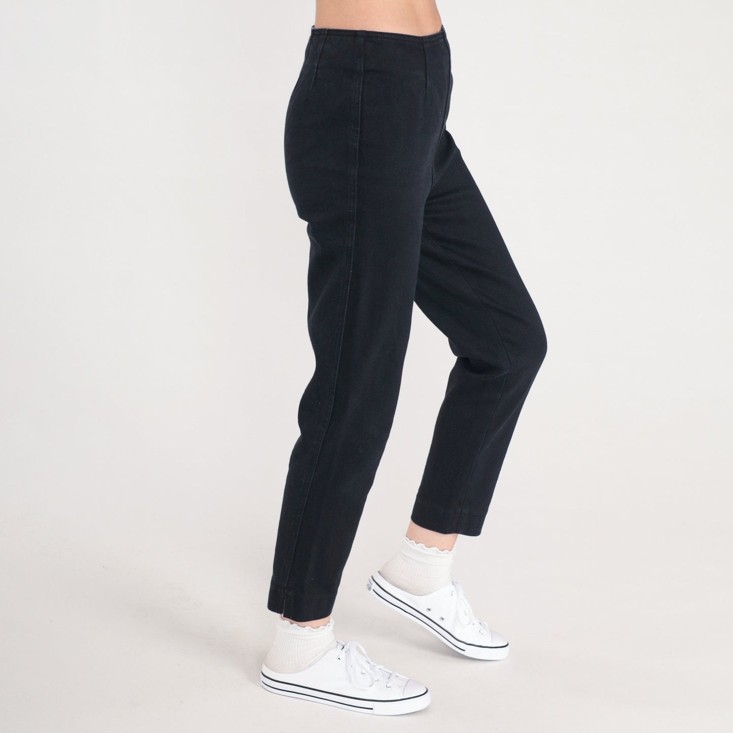 DKNY 90s Black Skinny Jeans High Rise Side Zip Stretch Denim Small 6
