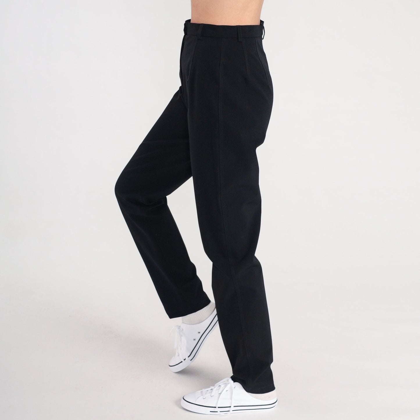 90s Mondi Black Tapered High-Waist Trousers Small